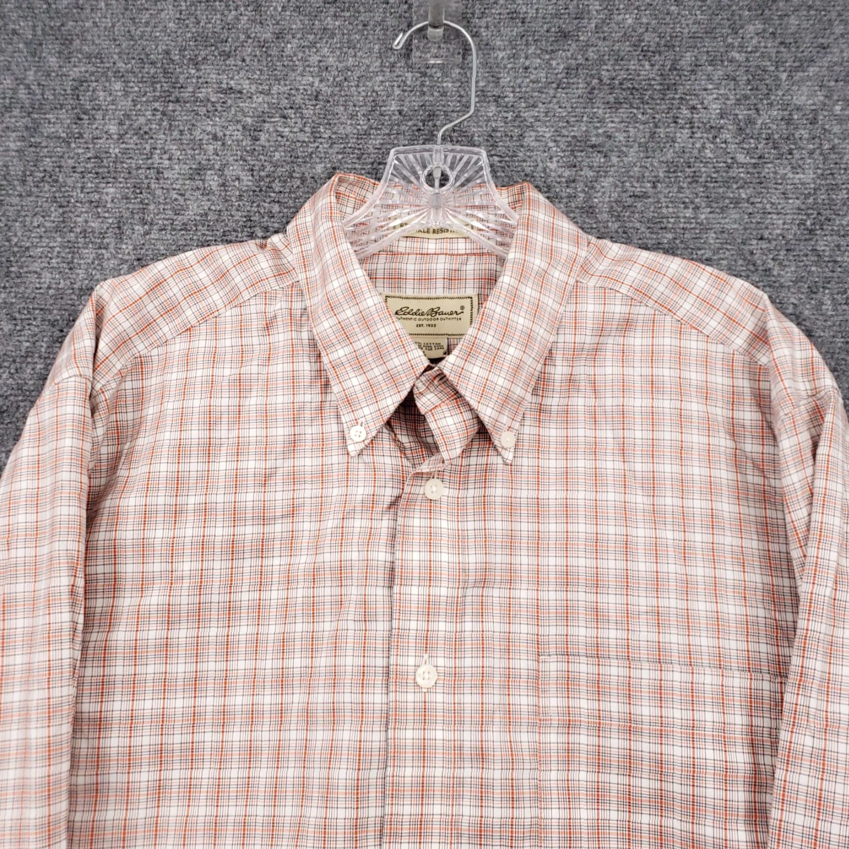Eddie Bauer Eddie Bauer Button-Down Shirt Mens L Large Orange Wrinkle Free Plaid Long Sleeve Size US L / EU 52-54 / 3 - 3 Thumbnail
