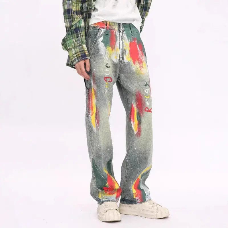 Japanese Brand Retro straight leg wide leg graffiti jeans Size US 32 / EU 48 - 1 Thumbnail