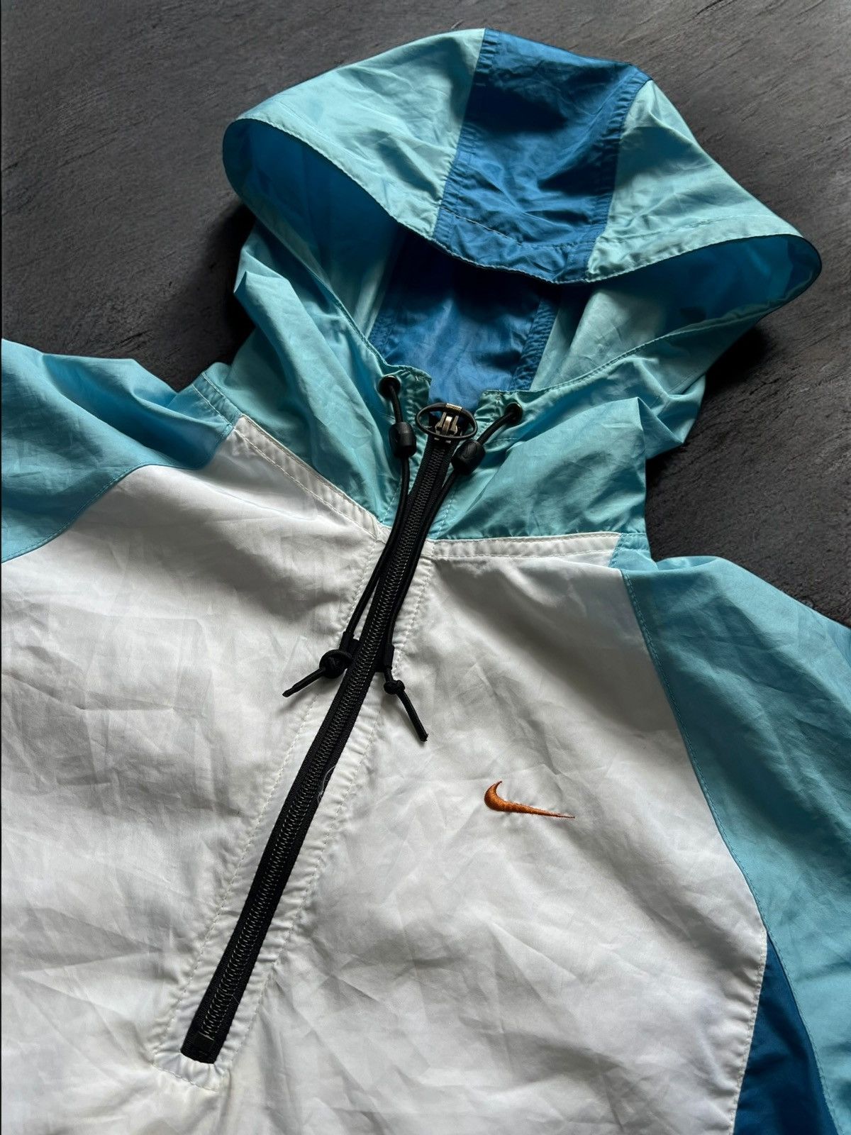 Nike × Vintage OOs Nike Vintage Jacket Nylon Swoosh Hooded Drill Size US M / EU 48-50 / 2 - 3 Thumbnail