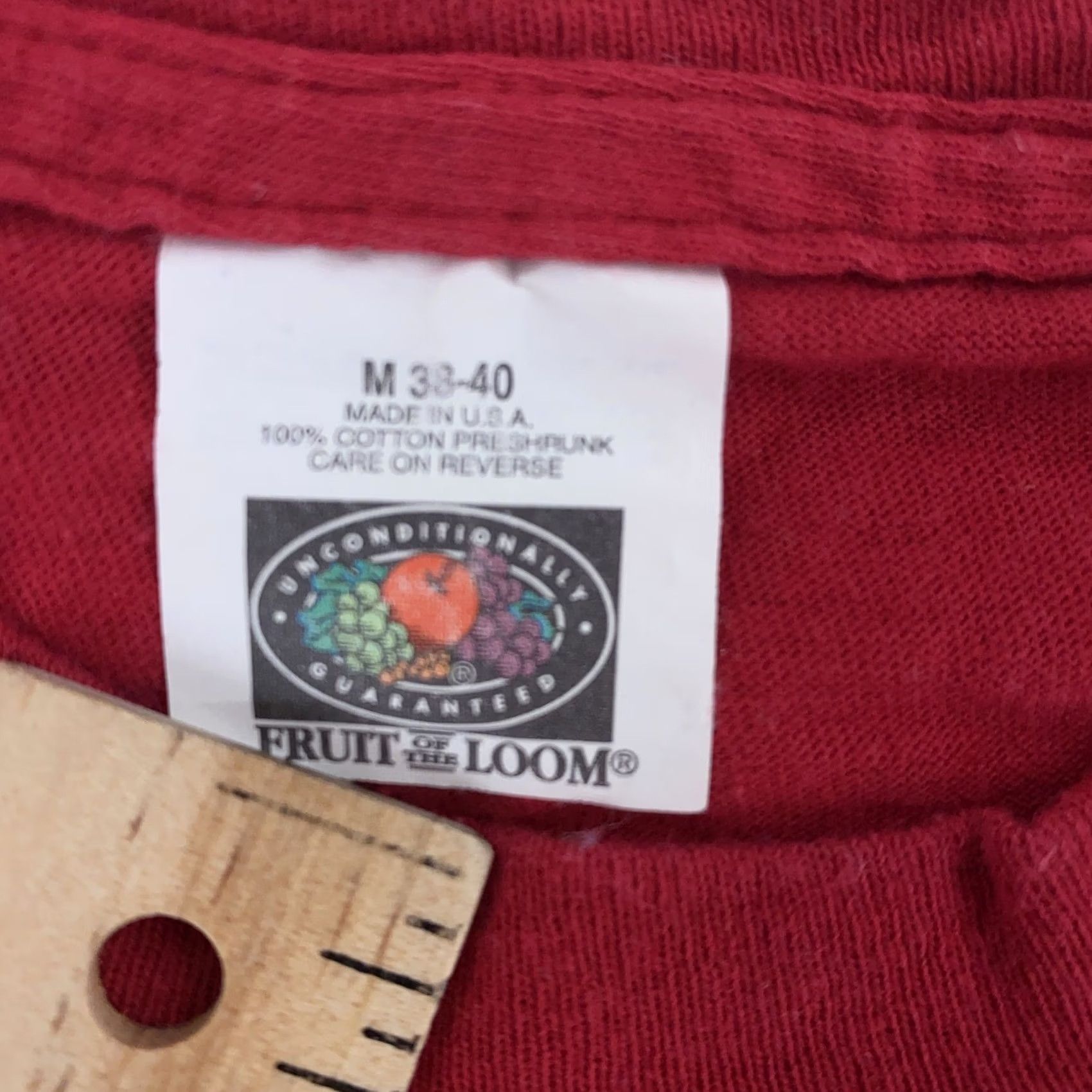 Fruit Of The Loom VINTAGE Fruit of the Loom Shirt Mens XS/S Tee Pocket Red Dark Blank USA 90s Crew Neck Short Sleeve Cotton Solid Size US XS / EU 42 / 0 - 7 Thumbnail