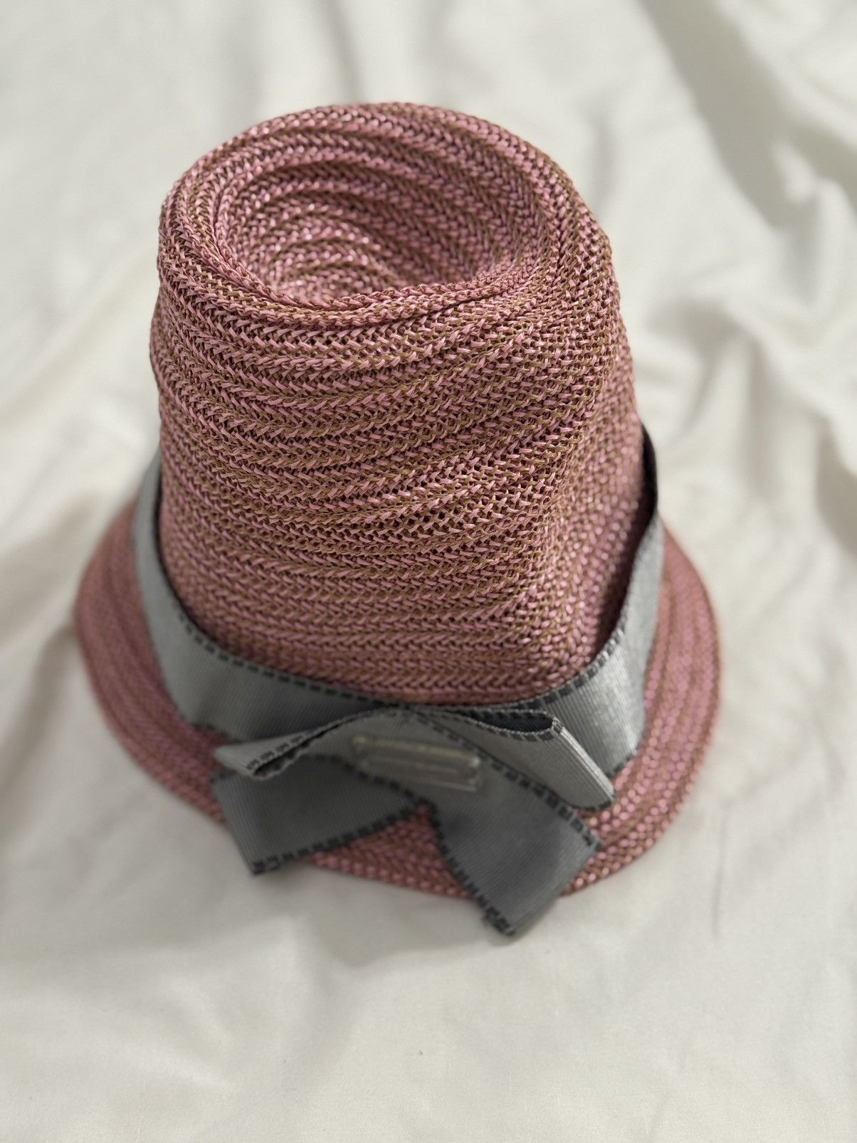 Emporio Armani Emporio Armani women Woven bucket hat with Gray ribbon&a bow Size ONE SIZE - 3 Thumbnail