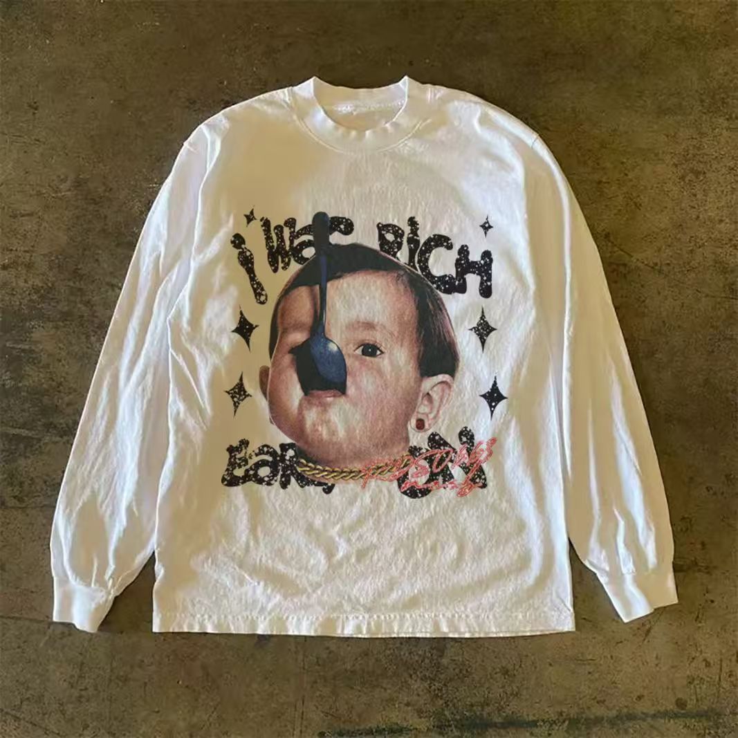 Japanese Brand White washed vintage print boy long-sleeved t-shirt Size US M / EU 48-50 / 2 - 1 Thumbnail