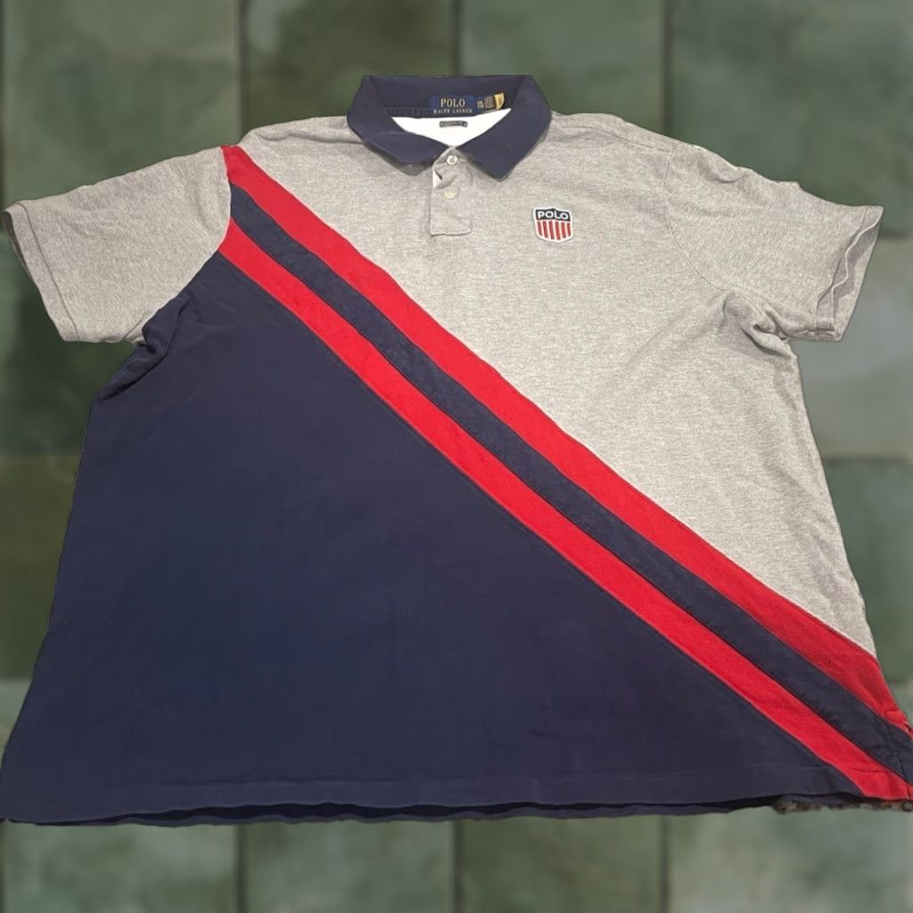 Polo Ralph Lauren Polo Ralph Lauren Shirt 2XL Adults Colorblock Short Sleeve Pullover Logo Shield Gray/Blue Classic Fit Mens Size US XXL / EU 58 / 5 - 1 Thumbnail