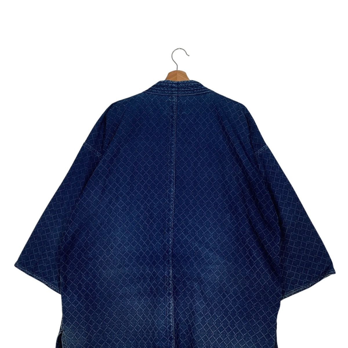 Vintage 90's Blue Indigo Sashiko Thick Weave Kimono #2742-C123 Size US L / EU 52-54 / 3 - 19 Thumbnail