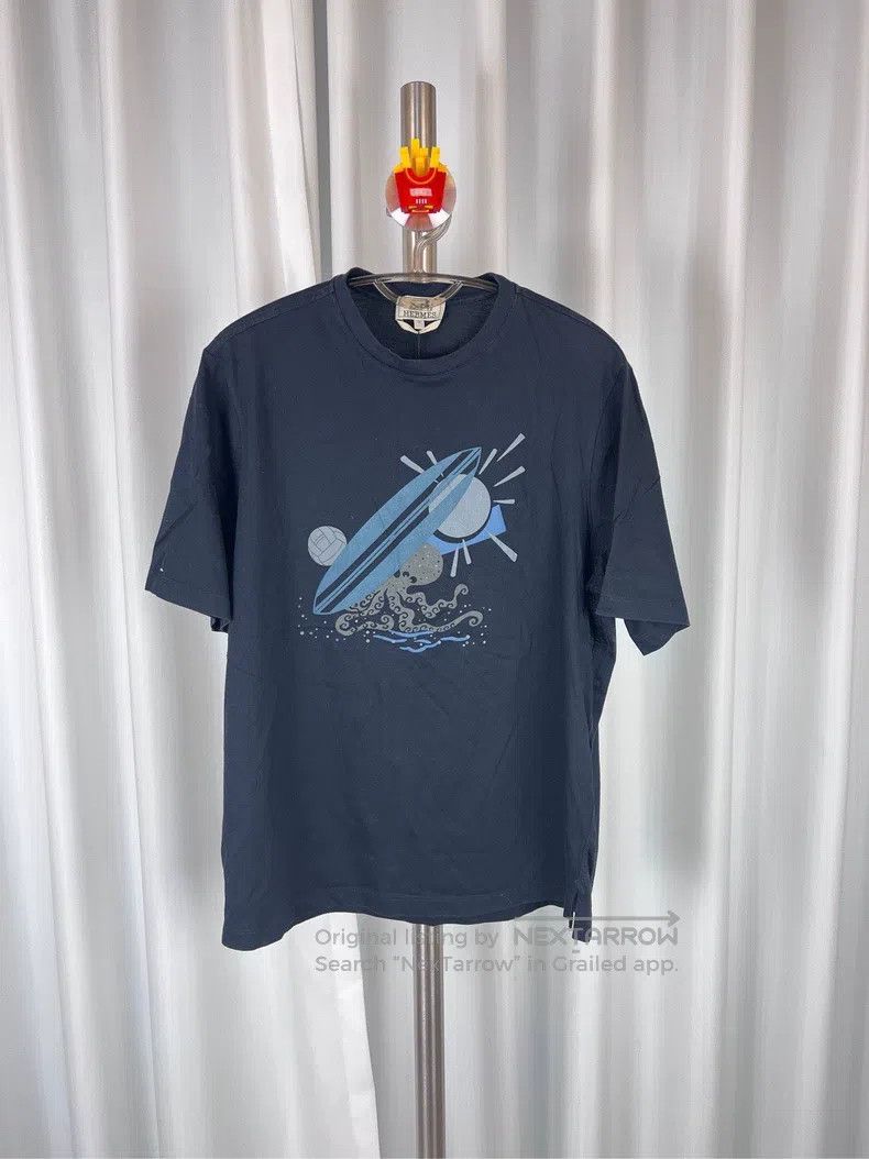 Hermes Hermes SS23 Logo Porcelain Blue Sailboat Print Short Sleev Size M / US 6-8 / IT 42-44 - 1 Thumbnail
