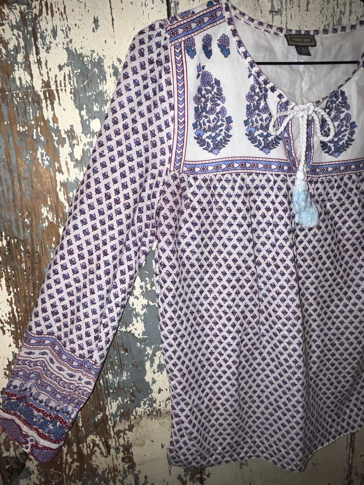 Designer Point Sur womens Boho top size 0 XS Cotton Popover blouse Size XS / US 0-2 / IT 36-38 - 3 Thumbnail