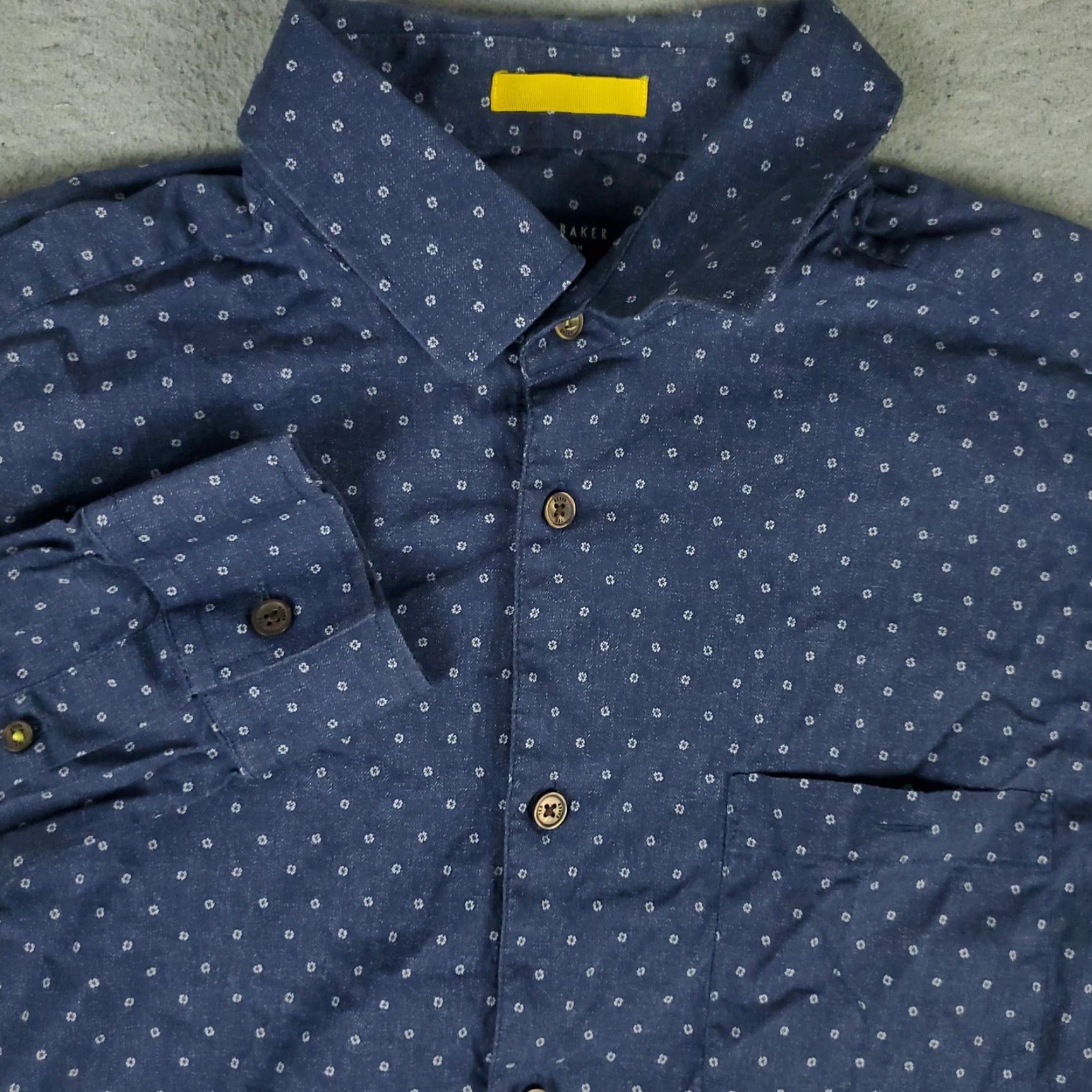 Ted Baker TED BAKER Button-Up Shirt Mens Large Blue Geometric Long Sleeve Casual Size US L / EU 52-54 / 3 - 2 Thumbnail