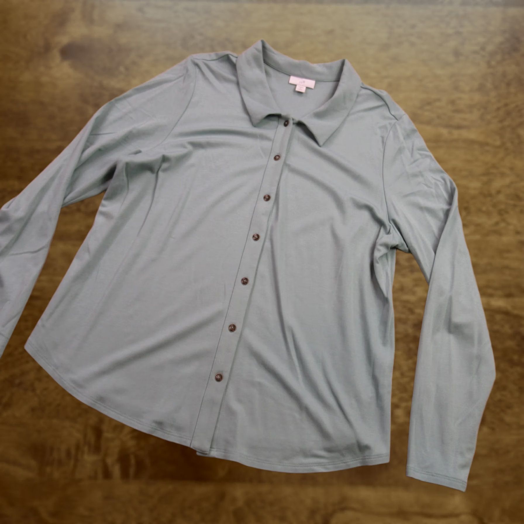 J. Jill J Jill Shirt Womens Large Petite Long Sleeve Button Front Casual Green Size L / US 10 / IT 46 - 1 Thumbnail