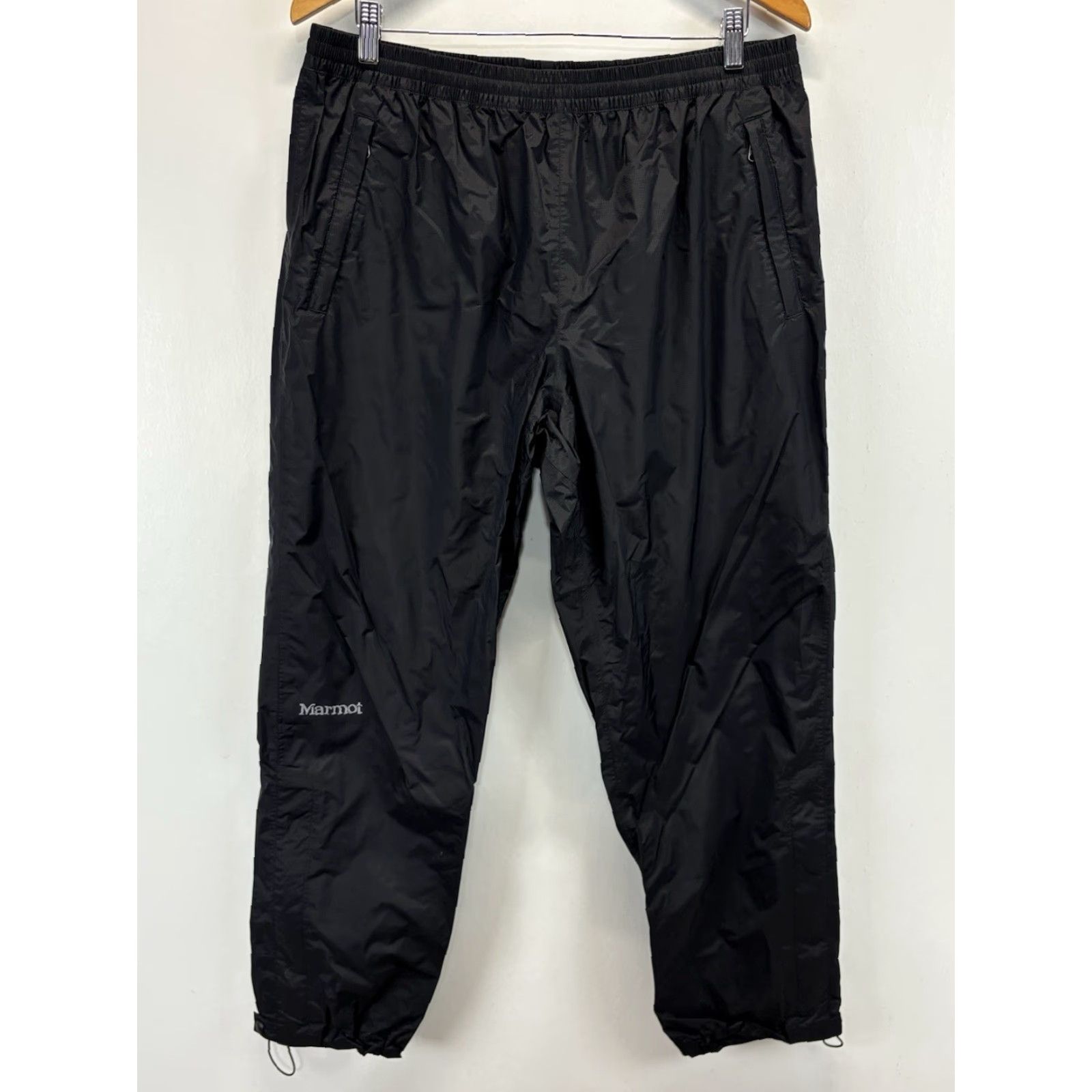 Marmot VINTAGE Marmot Rain Waterproof Pants Black Mens XL Short Nylon Elastic Waist Outdoors Size US 36 / EU 52 - 2 Thumbnail