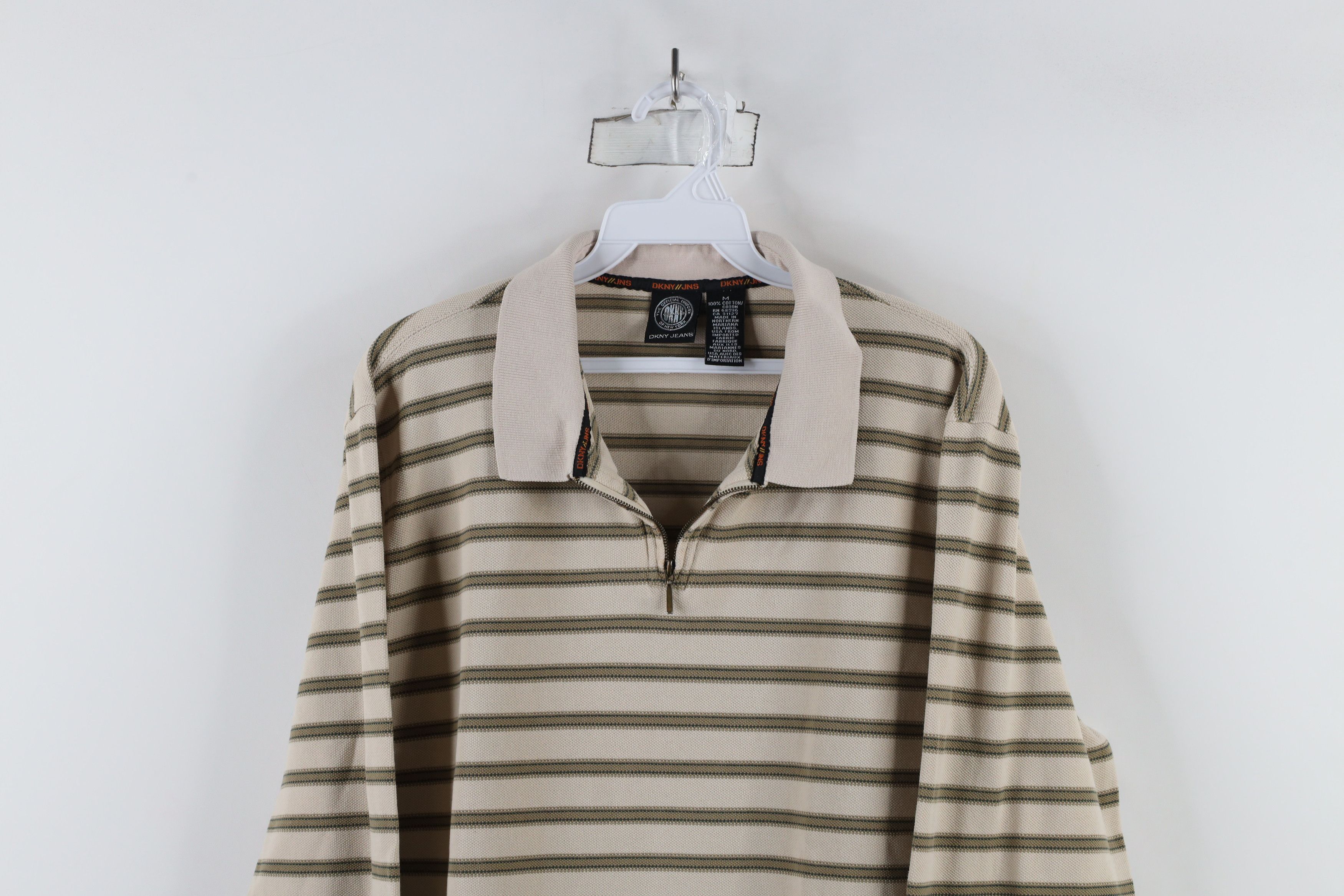 DKNY × Vintage Vintage 90s DKNY Striped Half Zip Long Sleeve Polo Shirt USA Size US M / EU 48-50 / 2 - 2 Thumbnail