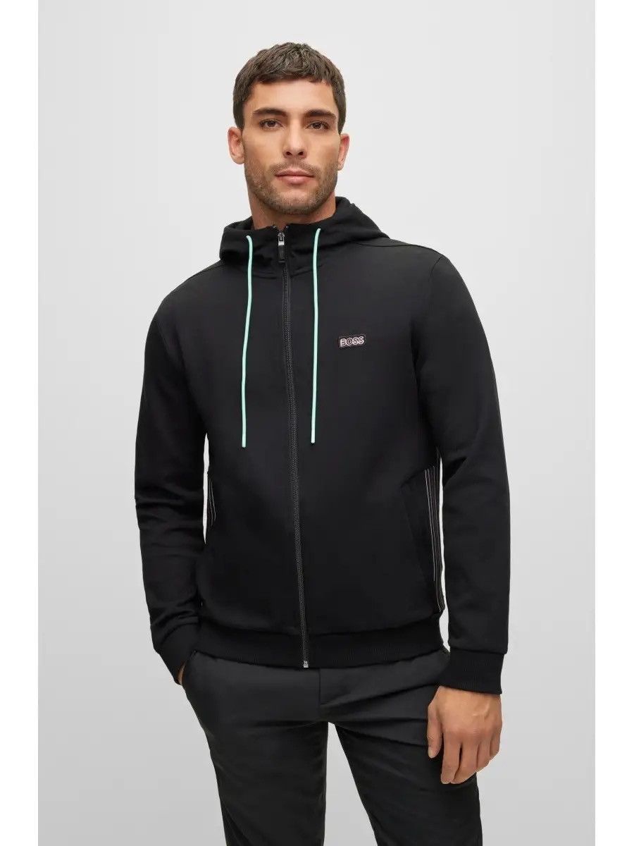 Hugo Boss 🔥 BOSS Cotton Blend Dark Athleisure Zip Hoodie — Size XL Size US XL / EU 56 / 4 - 2 Thumbnail