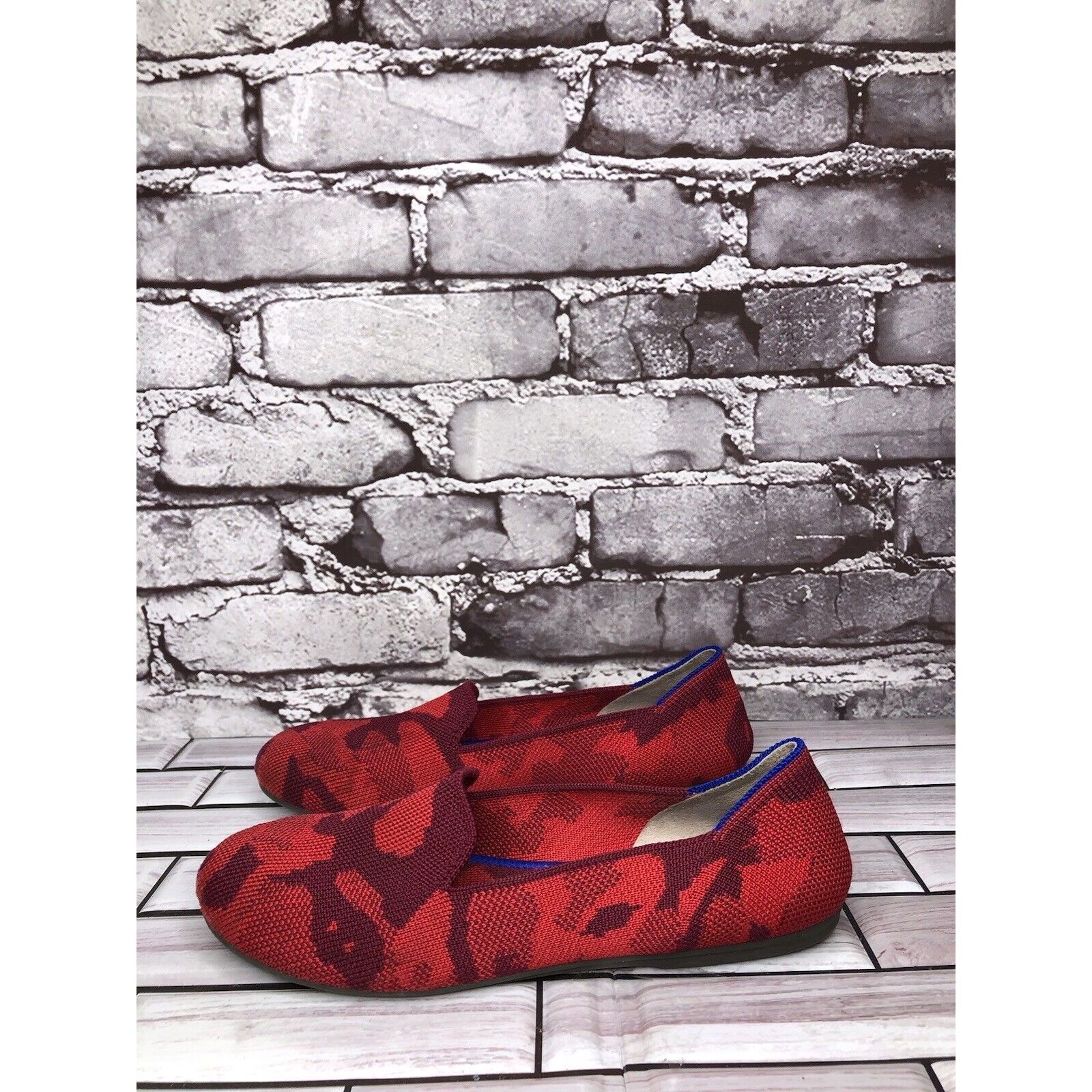 Other Rothy’s Red Camo Fabric Knit Round Toe Slip On Flats Shoes W Size US 4.5 / IT 34.5 - 18 Thumbnail
