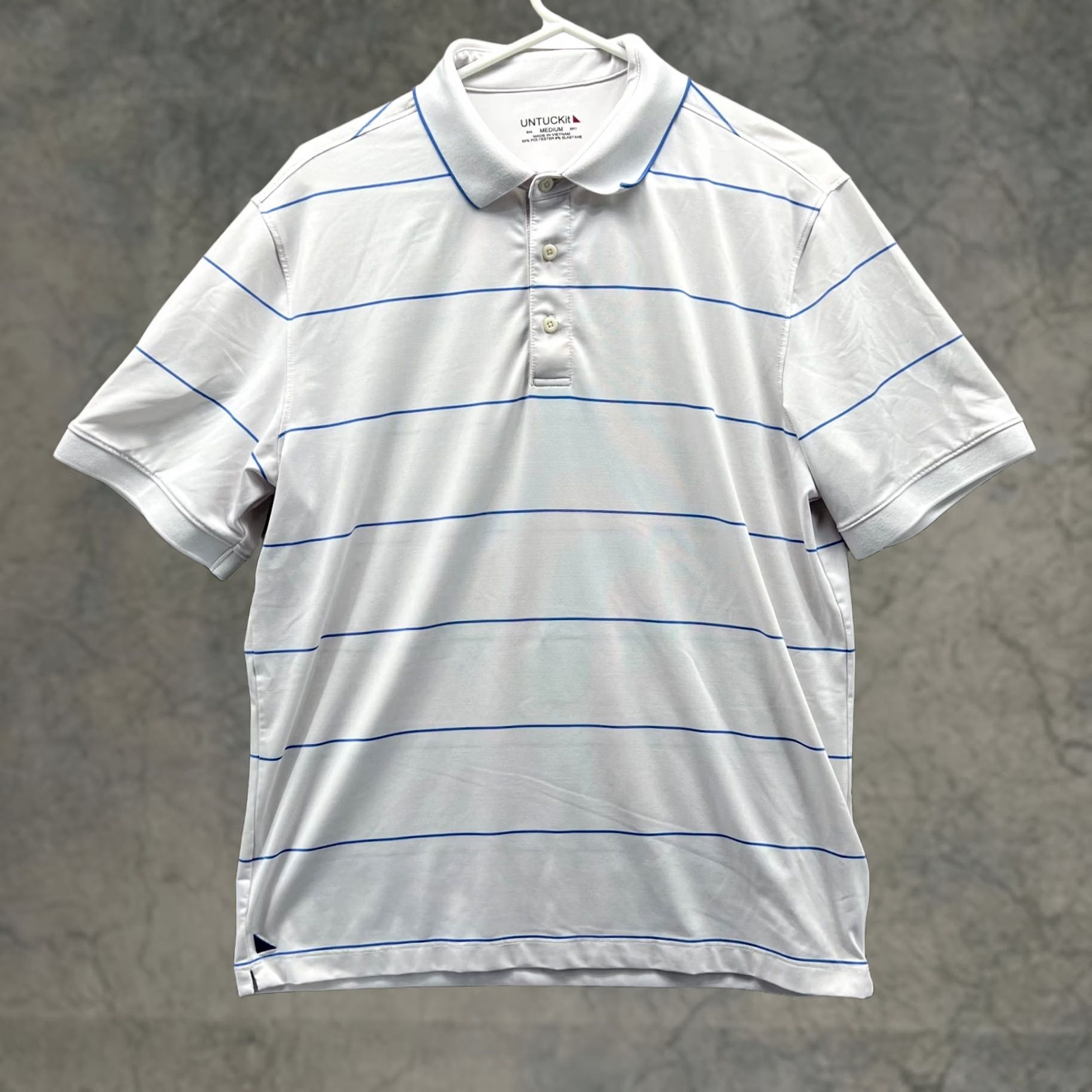 UNTUCKit UNTUCKit Polo Shirt Mens Medium White Cronos Wide Stripes Preppy Knit Golf Size US M / EU 48-50 / 2 - 1 Thumbnail