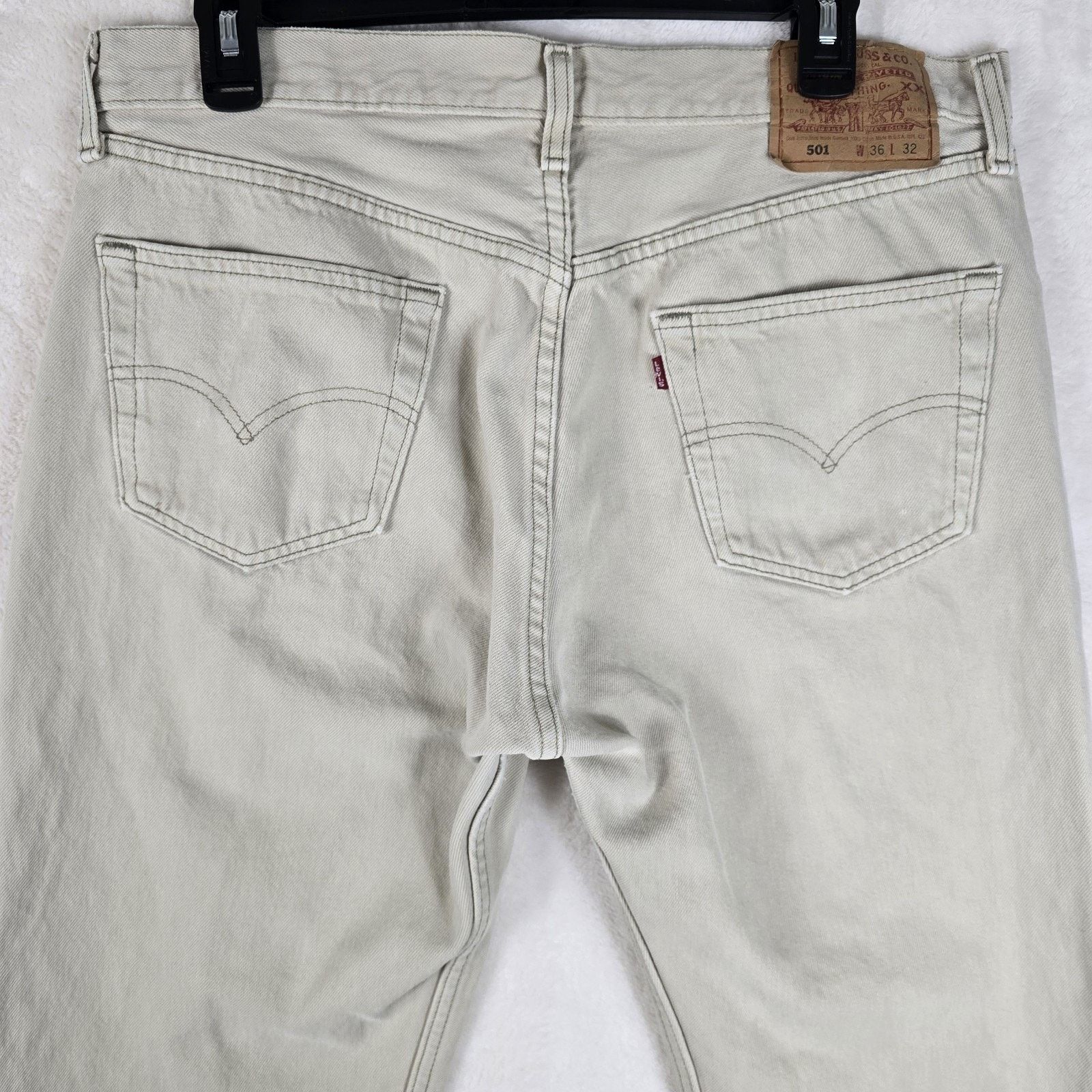Levi's Vintage Levis 501 Mens 36x32 Beige 34x30 USA Made 90s 1998 Size US 34 / EU 50 - 9 Thumbnail