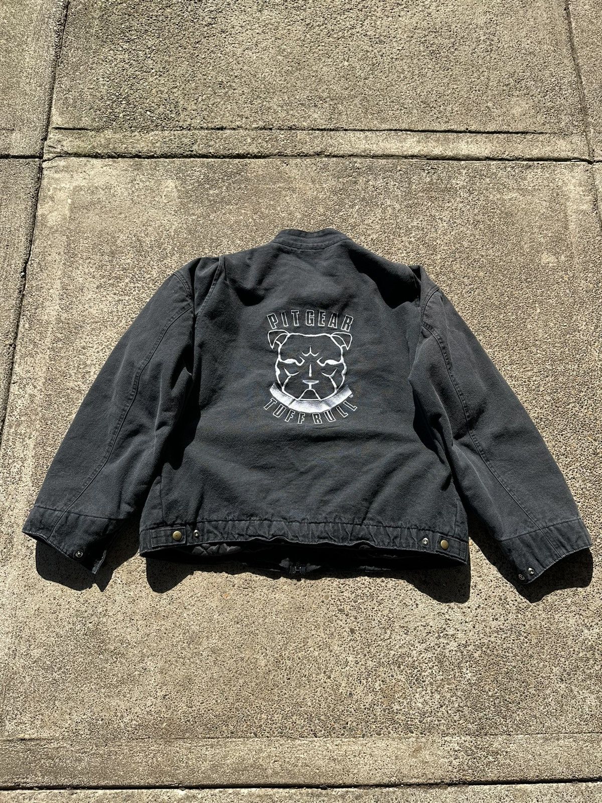 image of Made In USA x Vintage 90’S Pitgear Tuff Bull Denim Jacket in Black, Men's (Size Large)