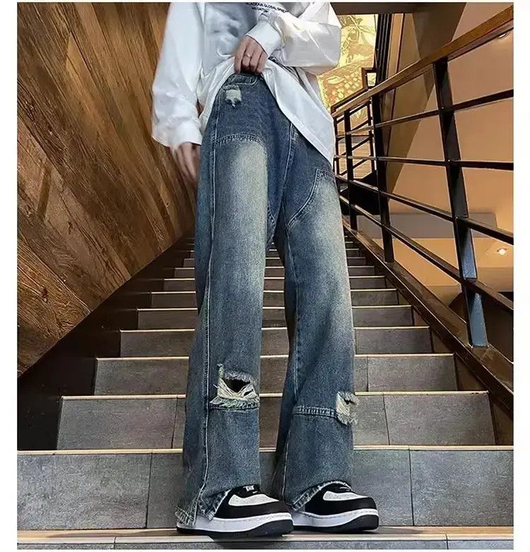 Japanese Brand Straight casual distressed jeans Size US 32 / EU 48 - 1 Thumbnail