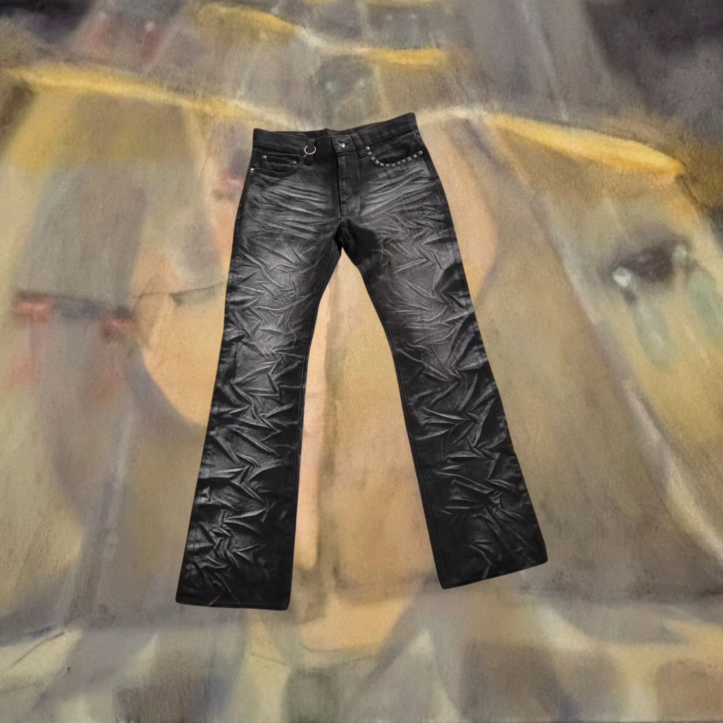 image of Semantic Design x Tornado Mart Japan Studded Flare/bootcut Jeans in Black, Men's (Size 32)