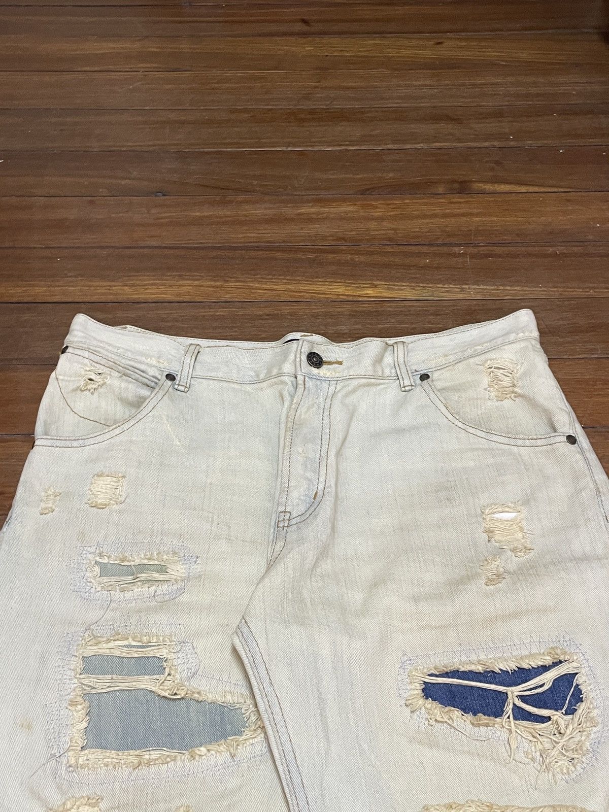 Japanese Brand Rare Design Vintage Exhibitionist Distressed Jeans 2000s Size US 34 / EU 50 - 3 Thumbnail