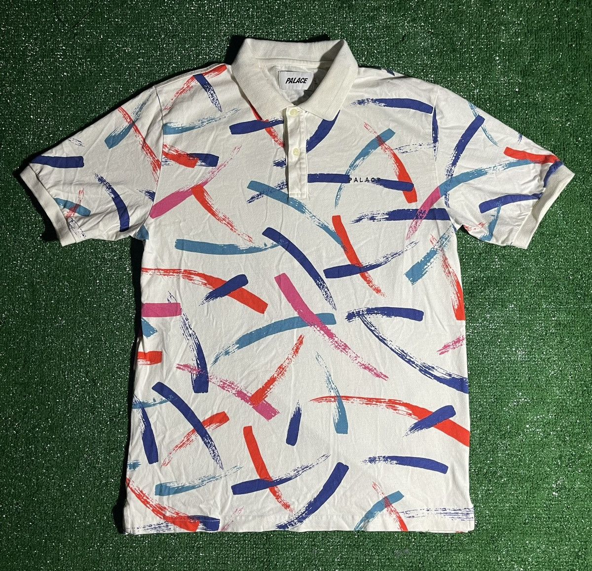 image of Palace Drink Cup Polo Shirt in White, Men's (Size Large)