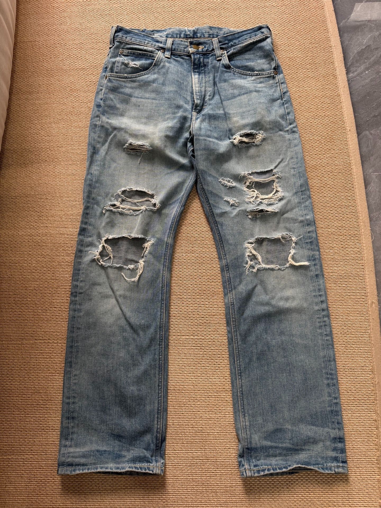 Lee Lee Riders Distressed Wide-Leg Denim Jeans Size US 32 / EU 48 - 1 Thumbnail