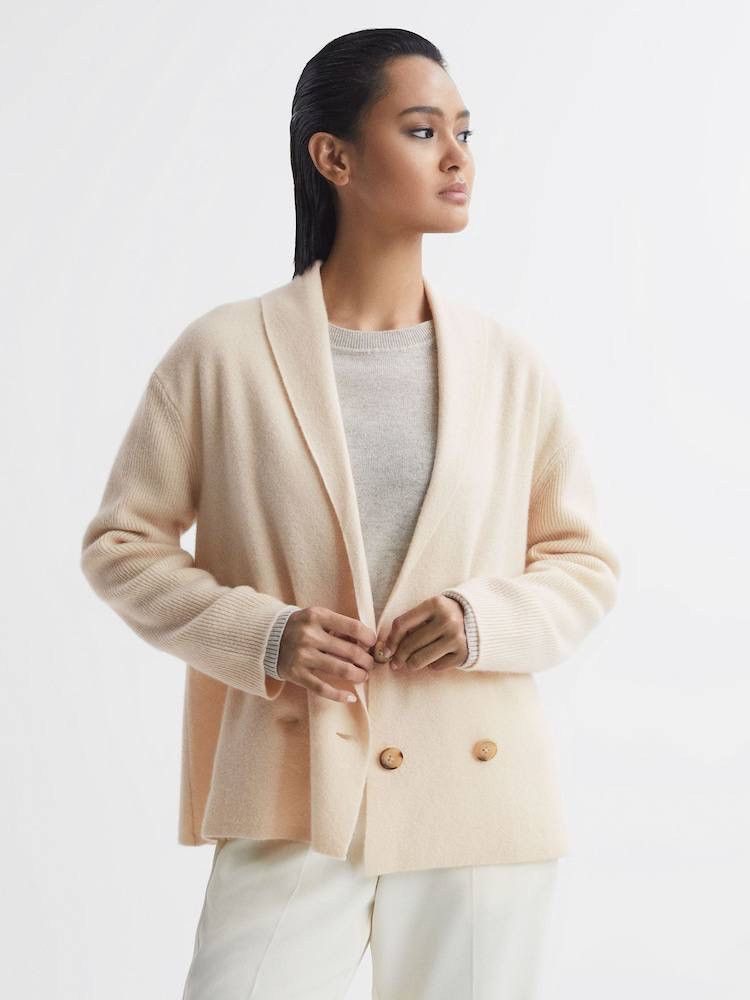 Reiss Reiss Sara Women's Wool/Cashmere Double Breasted Cardigan, M Size M / US 6-8 / IT 42-44 - 16 Thumbnail