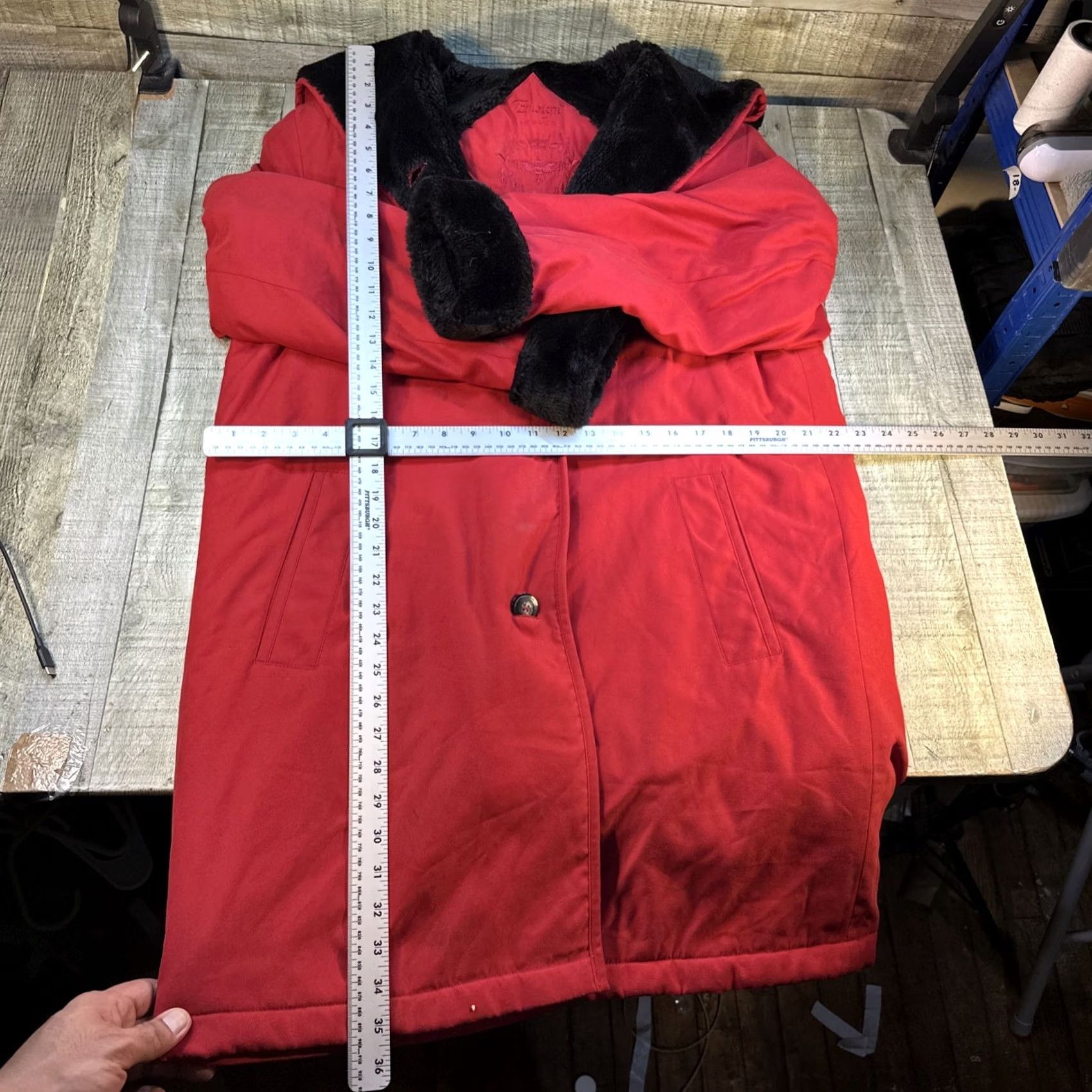 Vintage Eisign London Red Faux Fur Trim Coat Womens M Plush Lined Vintage Style Coat Size M / US 6-8 / IT 42-44 - 5 Thumbnail