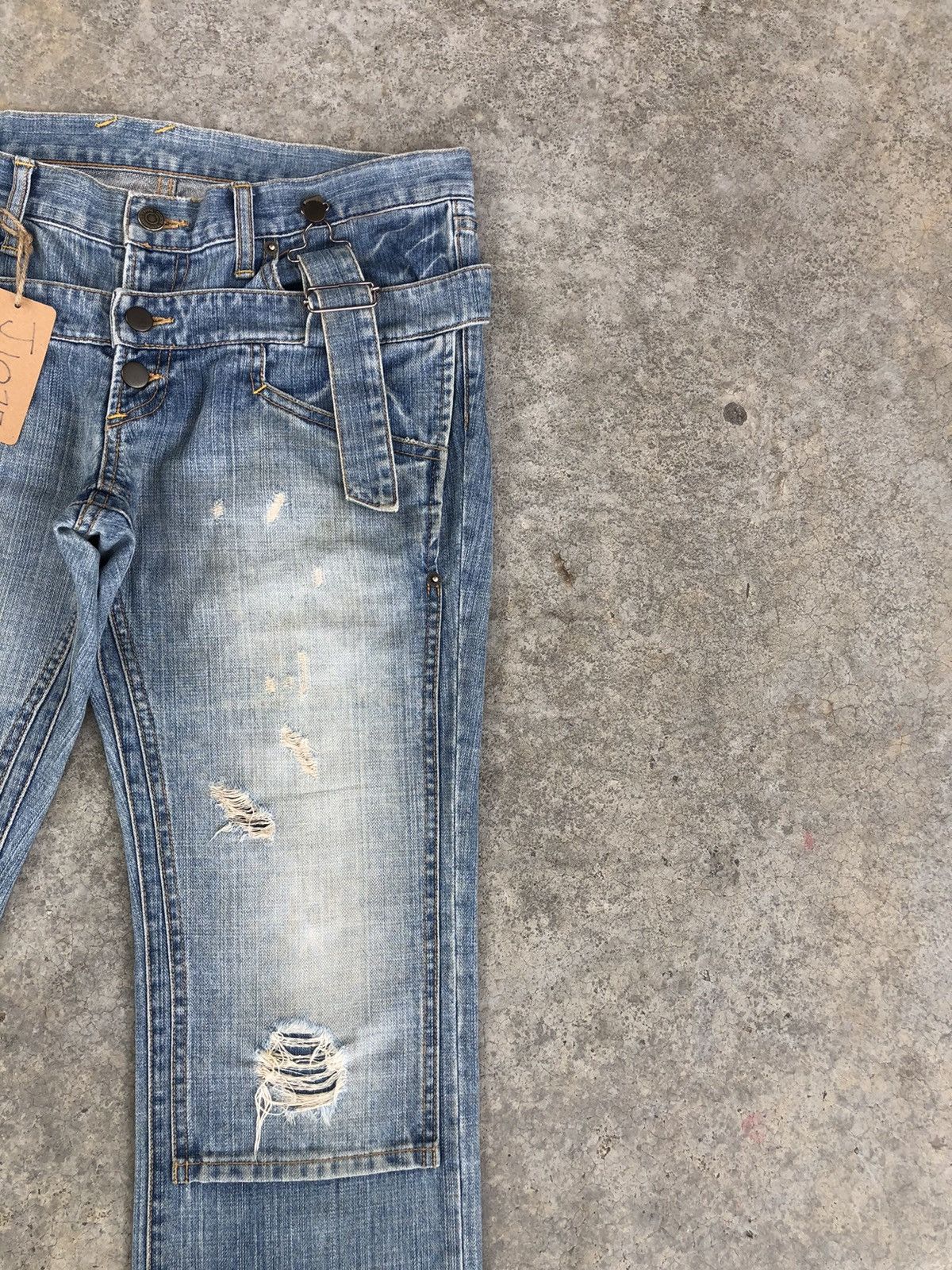 PPFM Japanese PPFM Double Waist Distressed Jeans Size US 33 - 5 Thumbnail