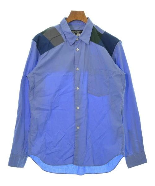 Comme des Garcons Homme Deux Shirt Cotton Long Sleeve Patch Pattern Button Blue x Green Size US M / EU 48-50 / 2 - 1 Thumbnail
