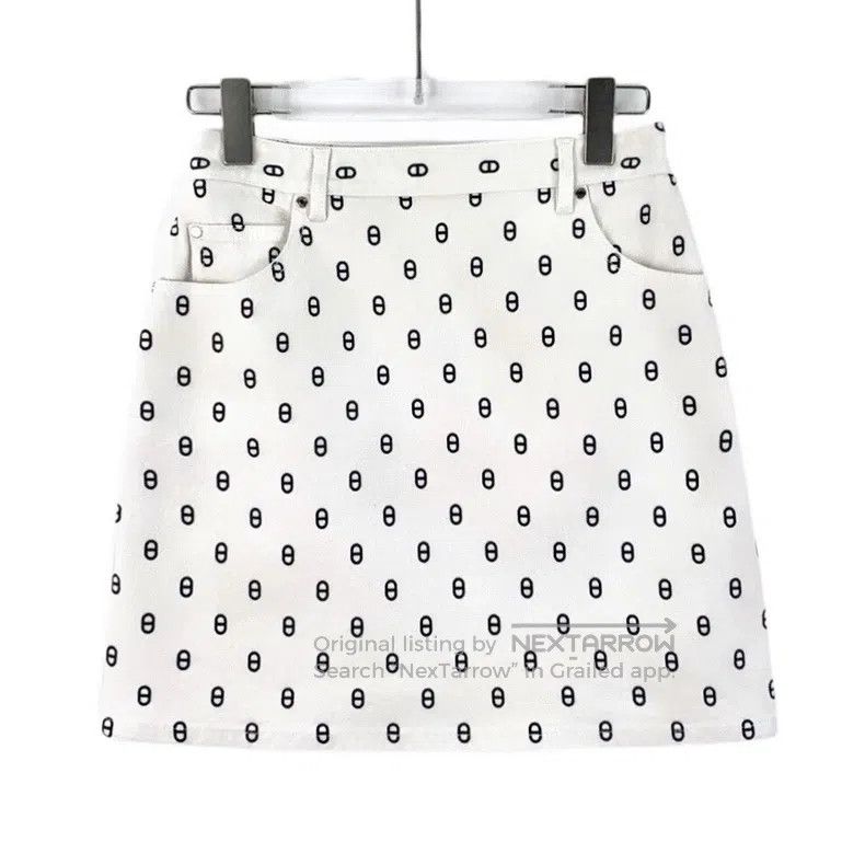 Hermes Hermes White pig nose full print cotton casual denim half Size 25" / US 0 / IT 36 - 1 Thumbnail