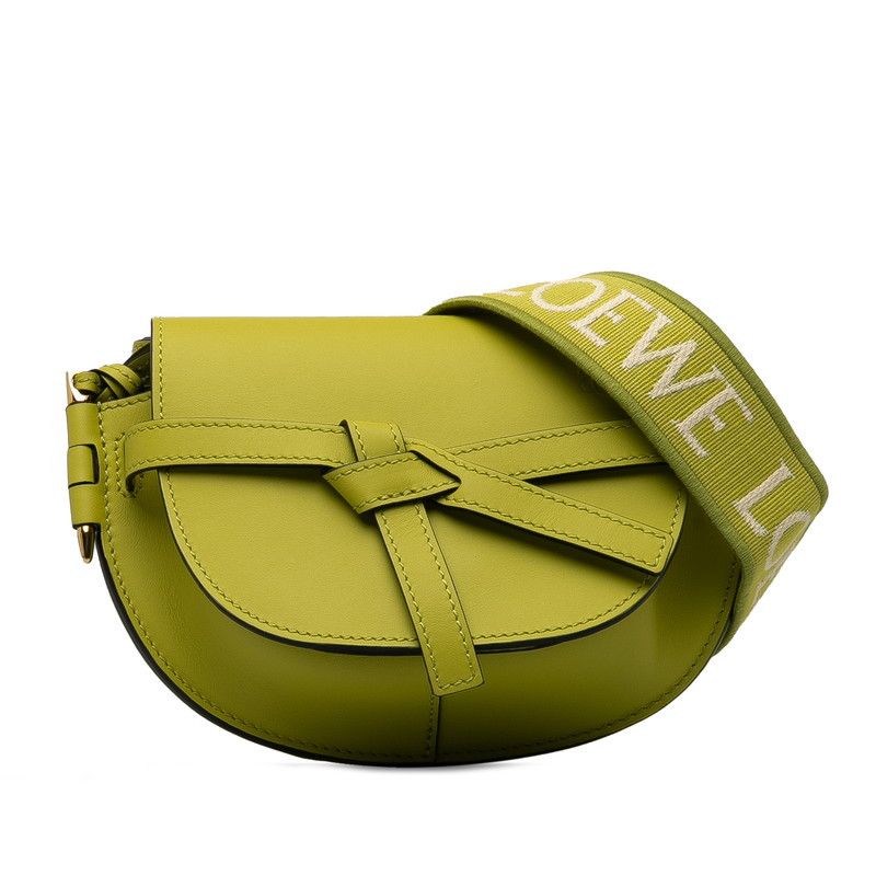 image of Loewe Mini Leather Dual Gate Bag in Green, Women's