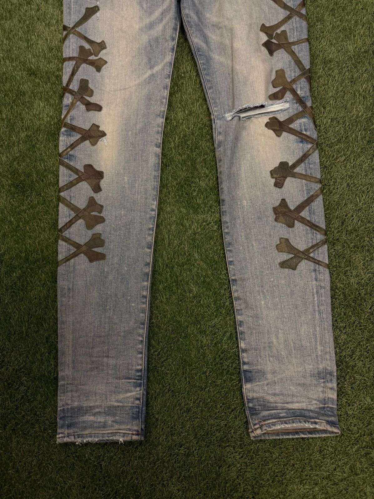 Amiri Amiri Jeans “Bones” Blue Pants Green Patch Rare Size 36 🧼 Size US 36 / EU 52 - 2 Thumbnail