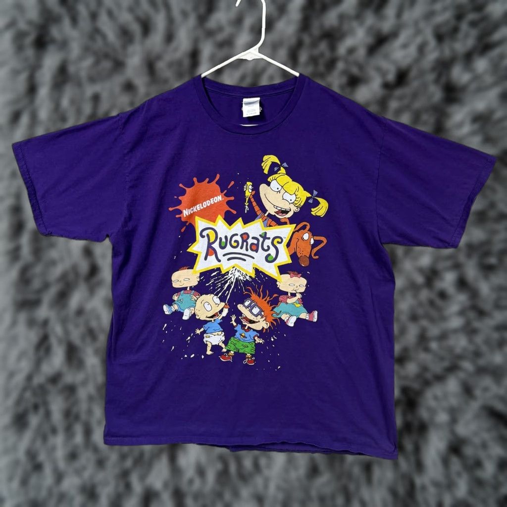 Port & Company Rugrats Nickelodeon T-Shirt Mens XL Purple Short Sleeve Cartoon 90s Kidcore Crew Neck Graphic Print Multicolor Rugrats Logo Size US XL / EU 56 / 4 - 1 Thumbnail