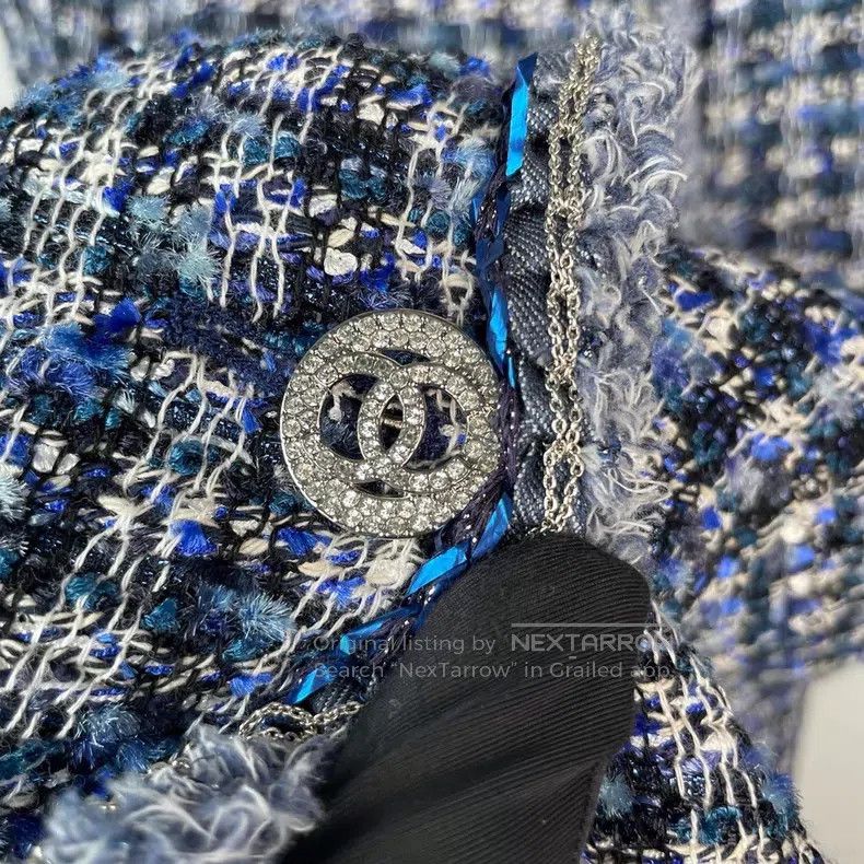 Chanel Chanel 20P early spring blue woven stand-up collar diamond Size XXS / US 00 / IT 34 - 3 Thumbnail
