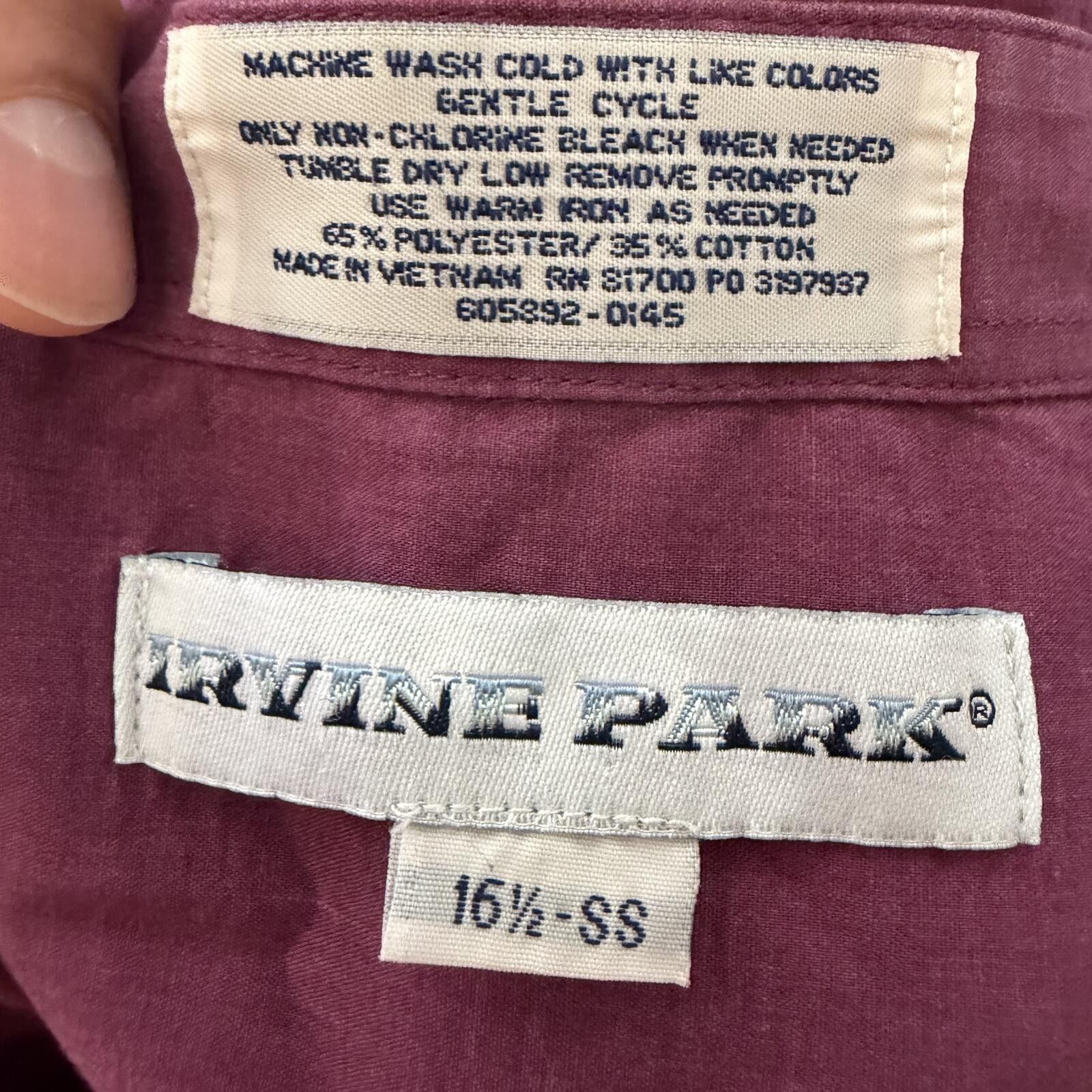 Other Vintage 90s Irvine Park Wine Purple Button Up Shirt Size US L / EU 52-54 / 3 - 3 Thumbnail