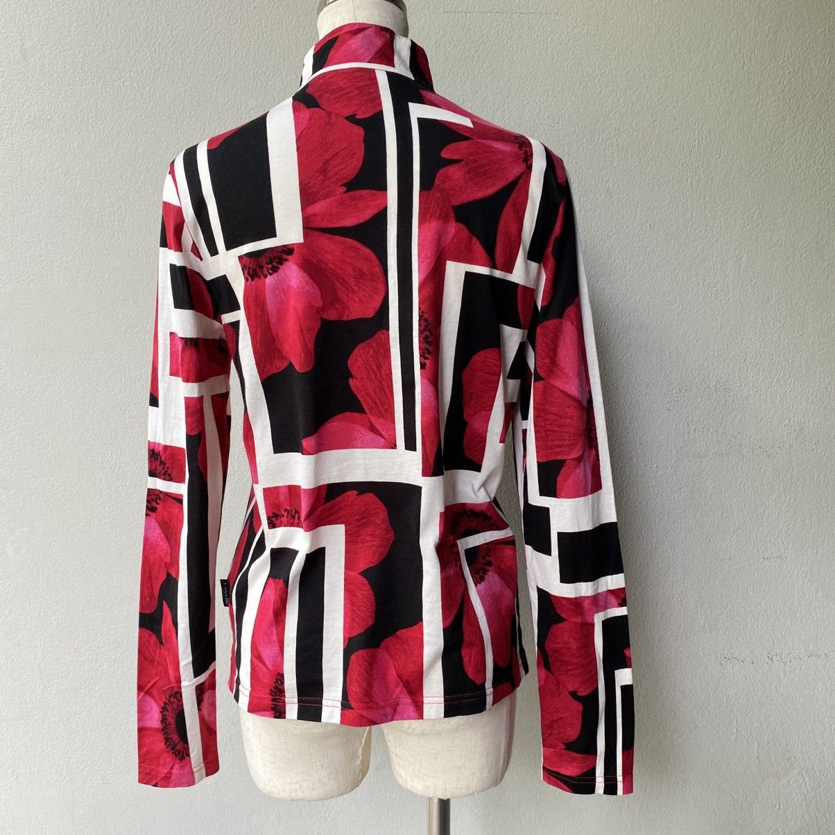 Lanvin LANVIN Red Floral Block Print Blouse with Button Neck Size XS / US 0-2 / IT 36-38 - 5 Thumbnail