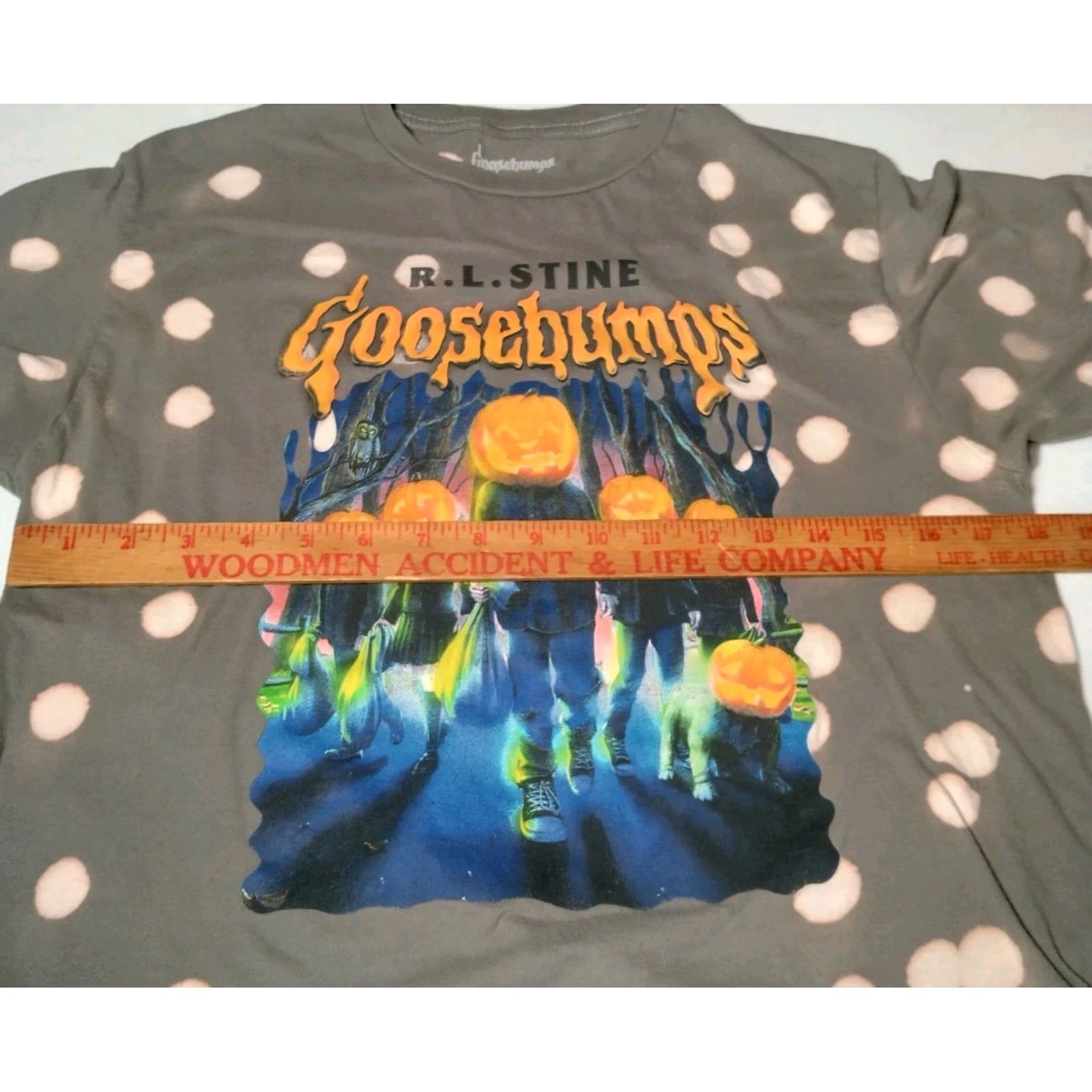 Vintage Goosebumps Shirt Women Medium Cropped Gray Bleach Dyed Pumpkin Head Graphic Shirt Size M / US 6-8 / IT 42-44 - 3 Thumbnail