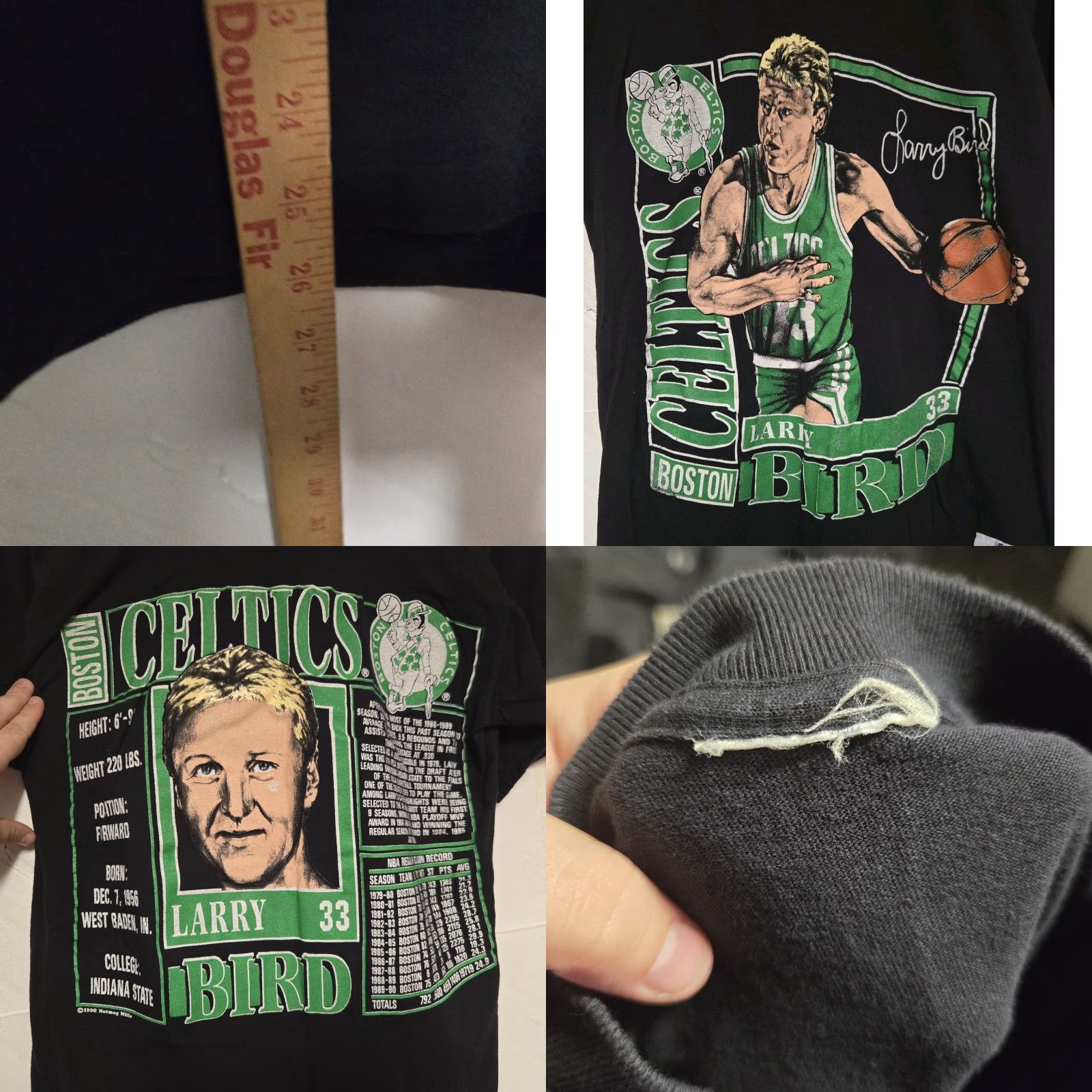 Nutmeg VINTAGE Nutmeg Boston Celtics Larry Bird Rap Tee Mens M Black 90s Single Stitch Hip Hop Mens Size US M / EU 48-50 / 2 - 8 Thumbnail