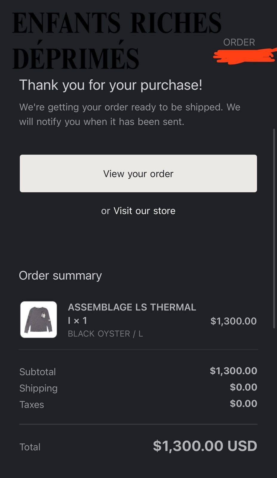 Enfants Riches Deprimes Assemblage LS Thermal 1 Black Oyster Size US L / EU 52-54 / 3 - 8 Thumbnail