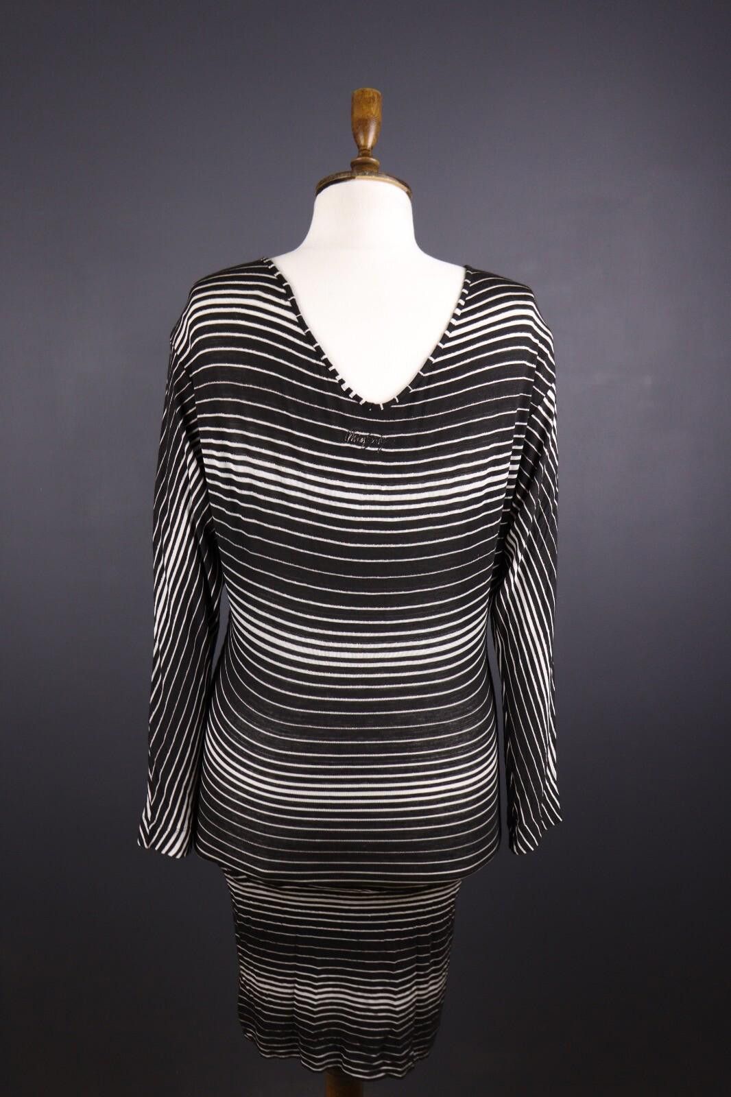 Designer Miss Sixty Black Stripe Knit Bodycon Midi Dress Size M Size M / US 6-8 / IT 42-44 - 7 Thumbnail
