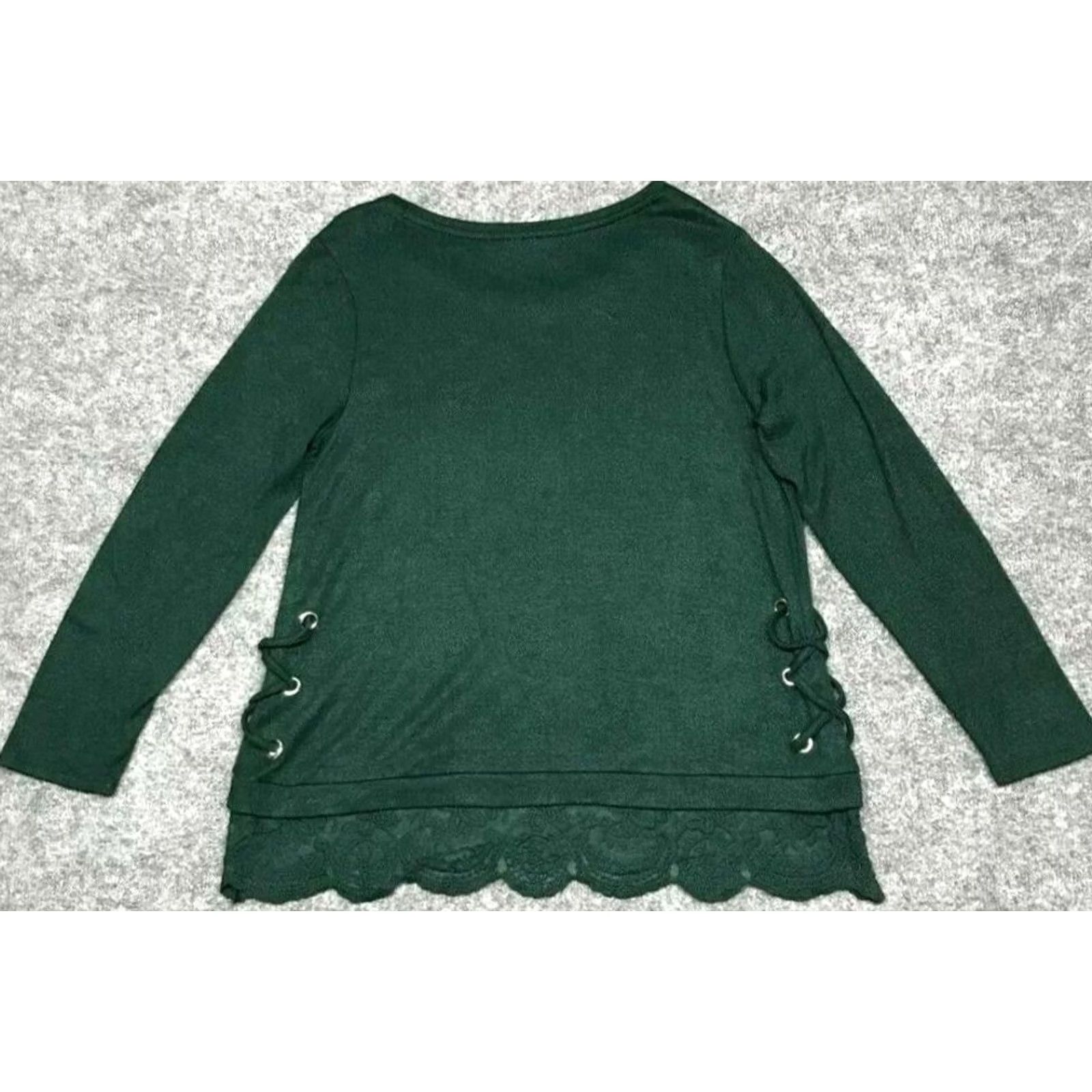 Vintage VINTAGE Est. 1946 Blouse Womens S Green Long Sleeve Scoop Neck Floral Lace Size S / US 4 / IT 40 - 7 Thumbnail