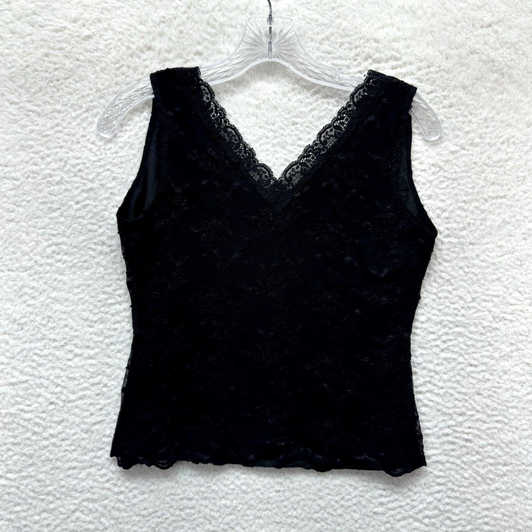Vintage VINTAGE 90s Y2K Top Black Lace Edwardian Victorian Goth Fairy Grunge Shirt M Black Ladies? Size M / US 6-8 / IT 42-44 - 3 Thumbnail