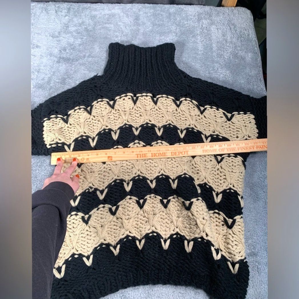 Vintage POL Chunky Knit Sweater Black Tan Turtleneck Large L Pullover Women Black Size L / US 10 / IT 46 - 7 Thumbnail