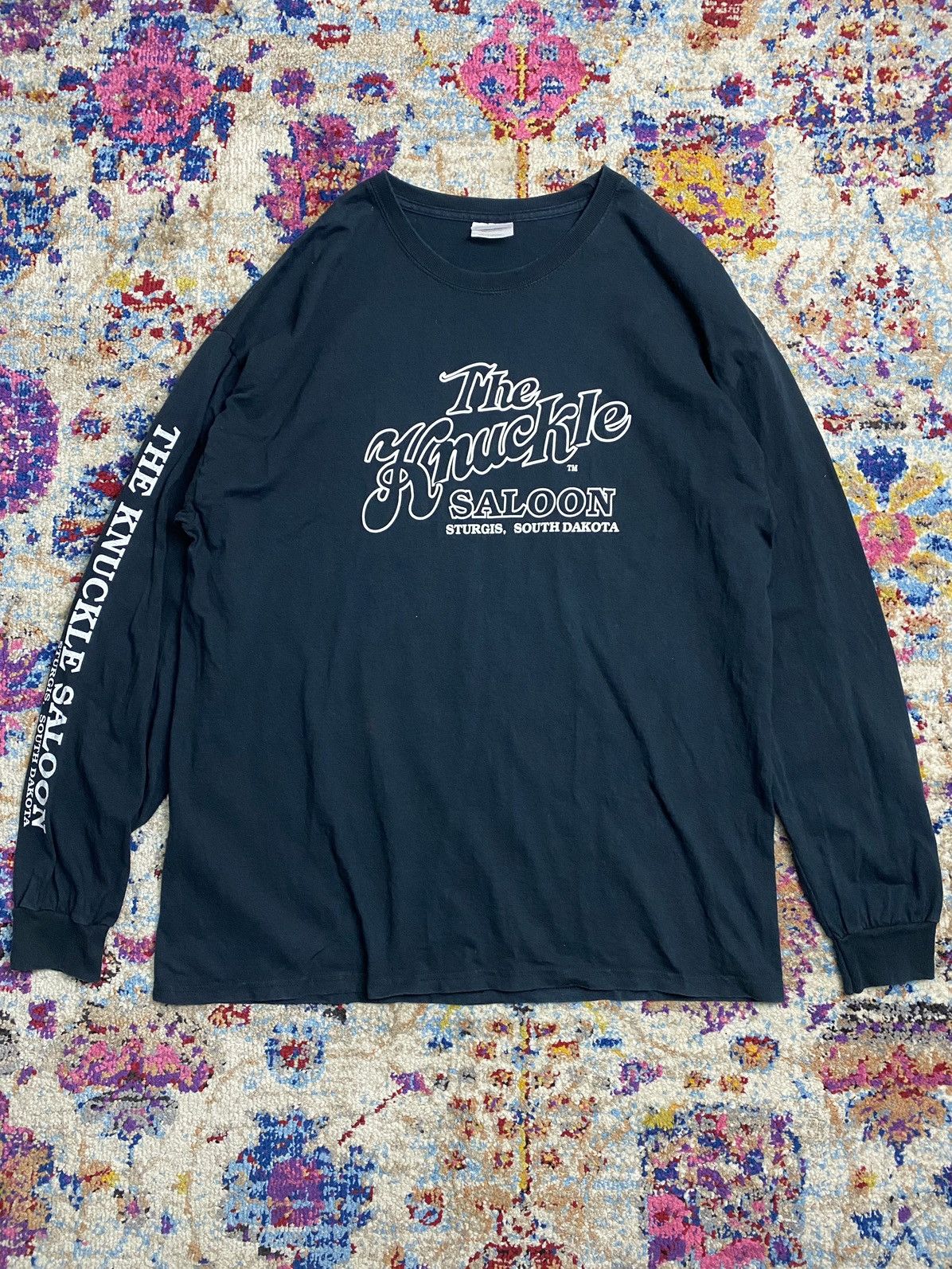 Hanes × Other 2001 The Knuckle Saloon Sturgis South Dakota LS Tshirt Size US XL / EU 56 / 4 - 1 Thumbnail