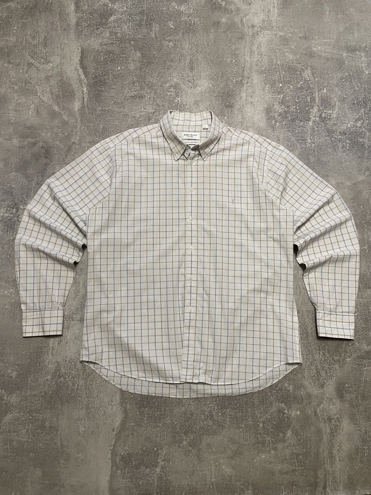 Vintage Vintage YSL Yves Saint Laurent Checked Long Sleeve Shirt Size US XL / EU 56 / 4 - 2 Thumbnail