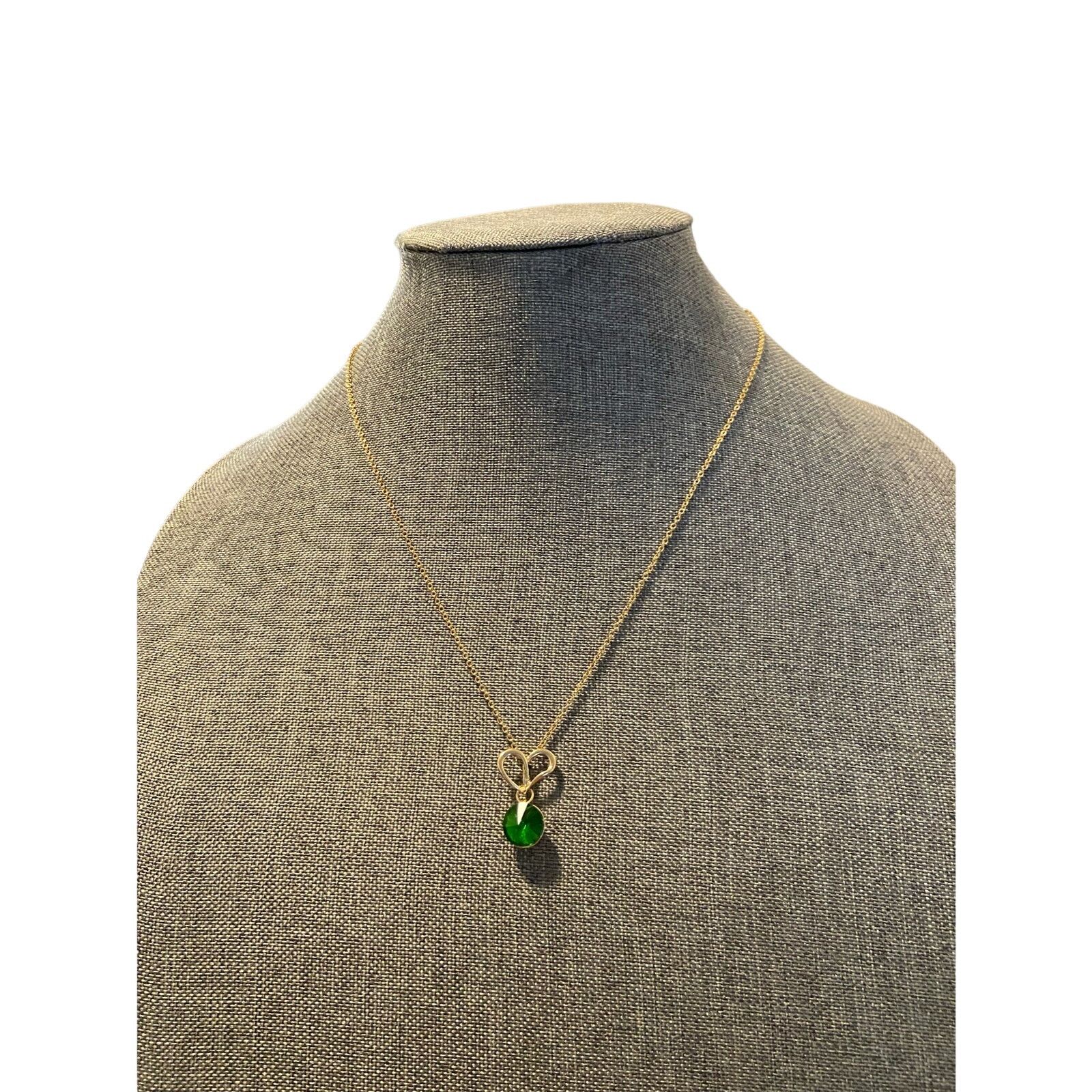 Other heart necklace gold tone green rhinestone Size ONE SIZE - 1 Thumbnail