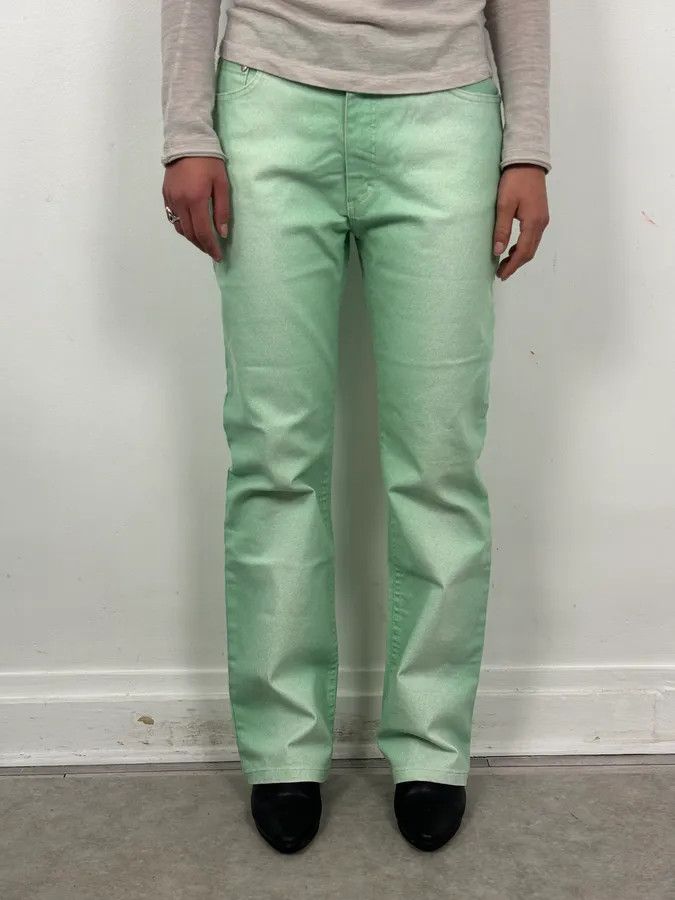 Roberto Cavalli 2000s Roberto Cavalli Mint Green Faded Jeans Size 25" / US 0 / IT 36 - 3 Thumbnail
