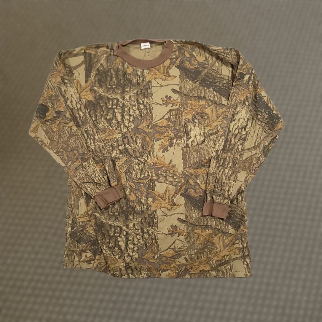 Vintage VINTAGE SNIPER T Shirt Adult XL Brown Tree Camo Long Sleeve Crew Neck Ace Sportswear Men 80s 90s Outdoor Sports Camouflage Jersey Cotton Classic Shirt Size US XL / EU 56 / 4 - 1 Thumbnail