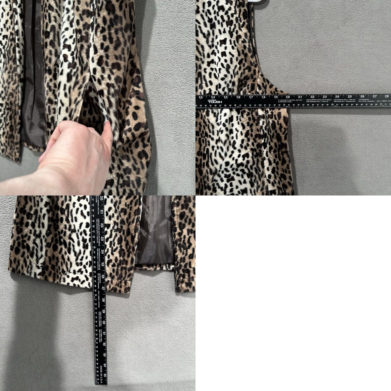 Vintage Chico's Vest Womens 1X Beige Cheetah Print Lined Open Front Faux Fur EUC Shirt Womens Size XL / US 12-14 / IT 48-50 - 8 Thumbnail