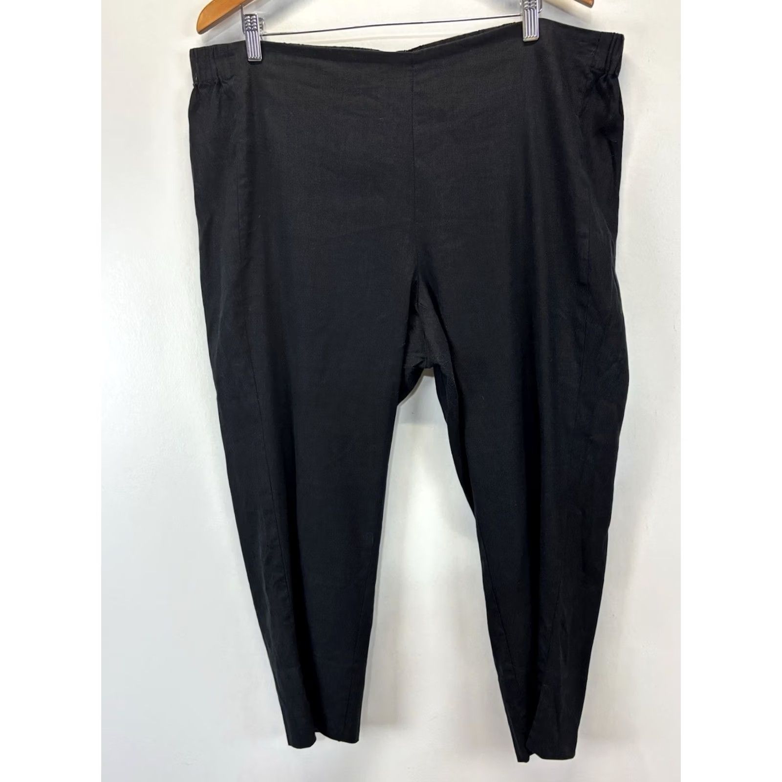 J. Jill VINTAGE J.Jill Pants? 100% Linen Cropped Pants Womens 2X Plus Black Stretch Pull On Lagenlook Size 40" / US 18 - 2 Thumbnail