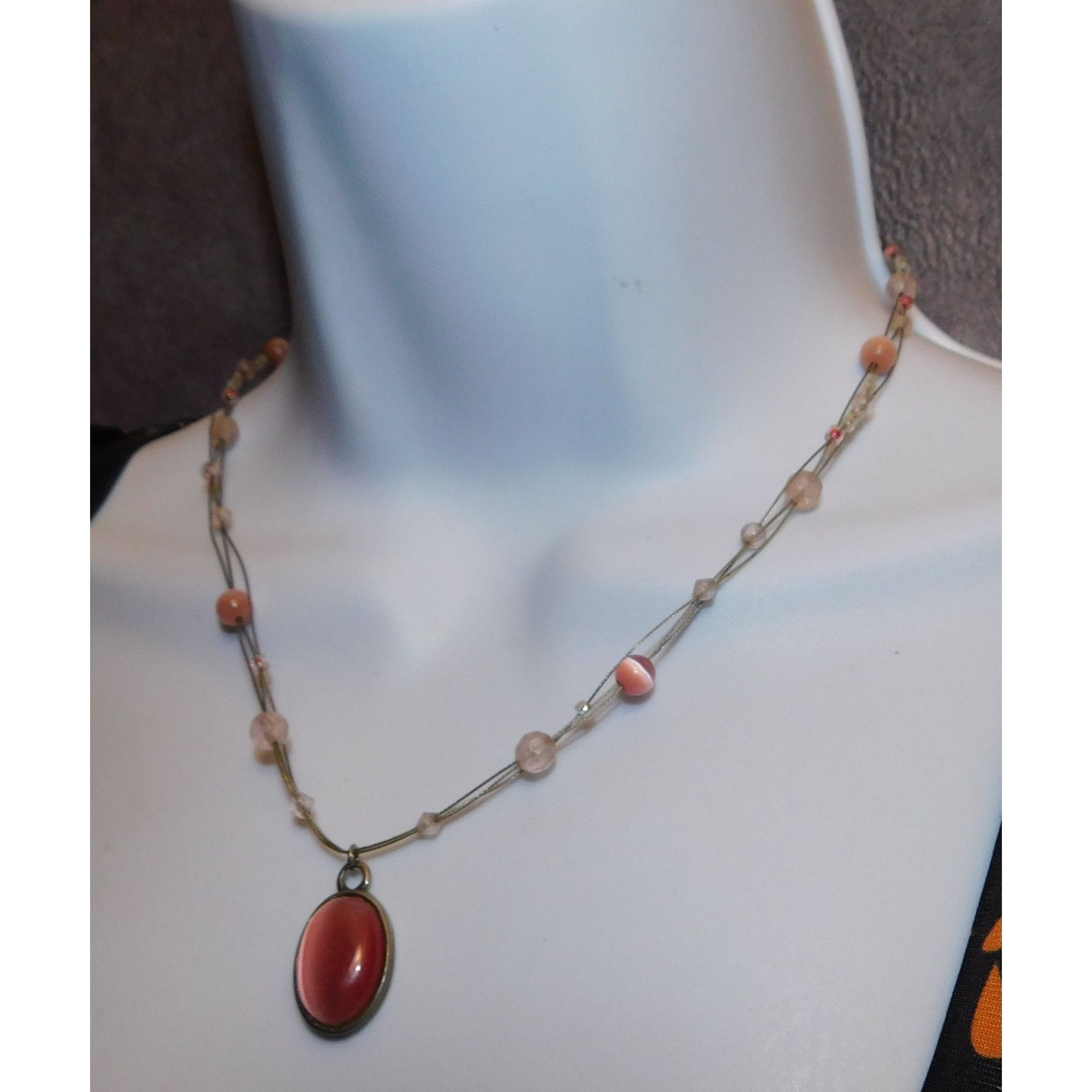 Other Coquette Pink Cateye Teardrop Glass Pendant Necklace Size ONE SIZE - 4 Thumbnail